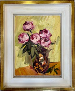 FIVE PEONIES IN VASE EDWARD BEALE Contemporary British Artist