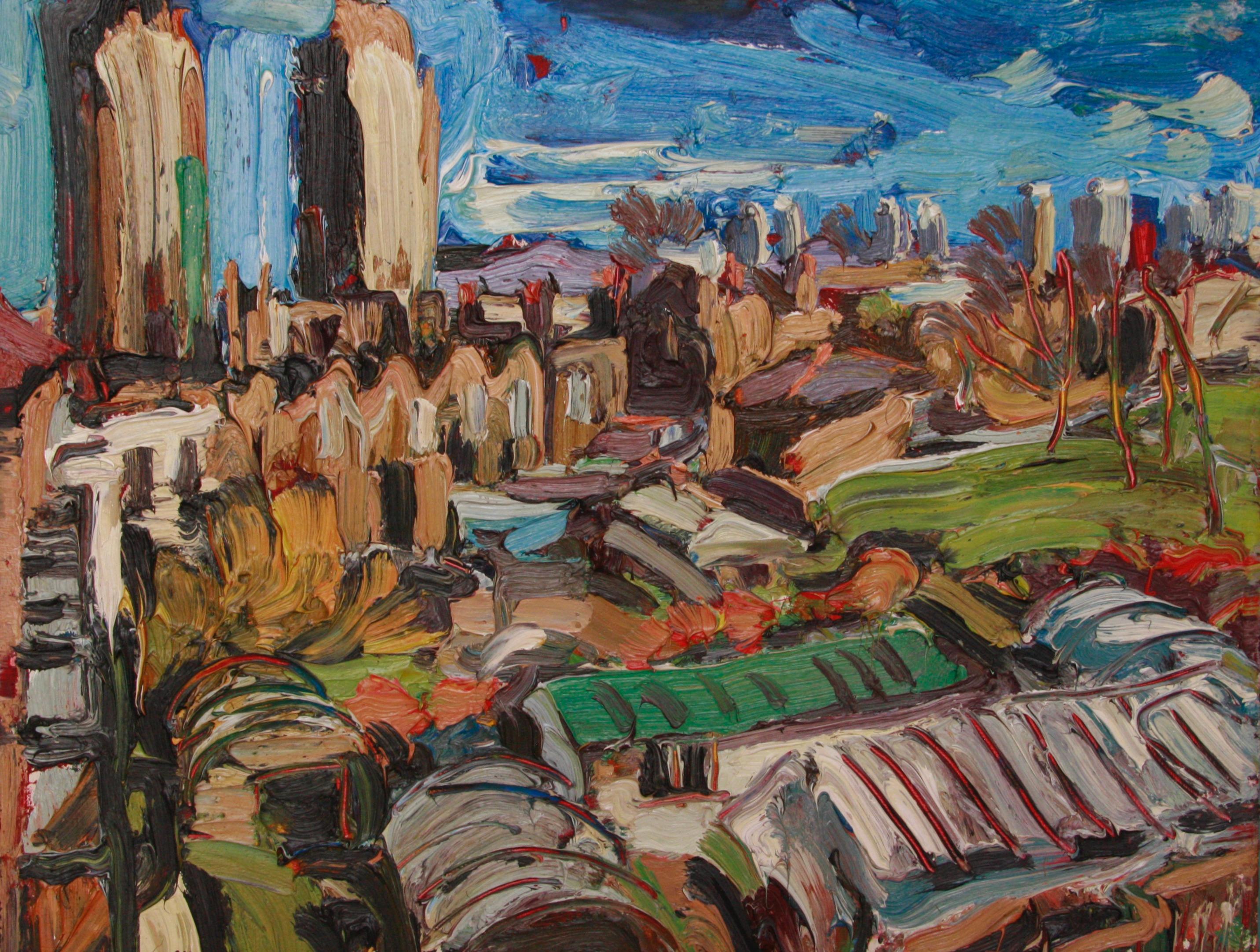 Landscape Painting Edward Beale - Les tours de Londres au soleil