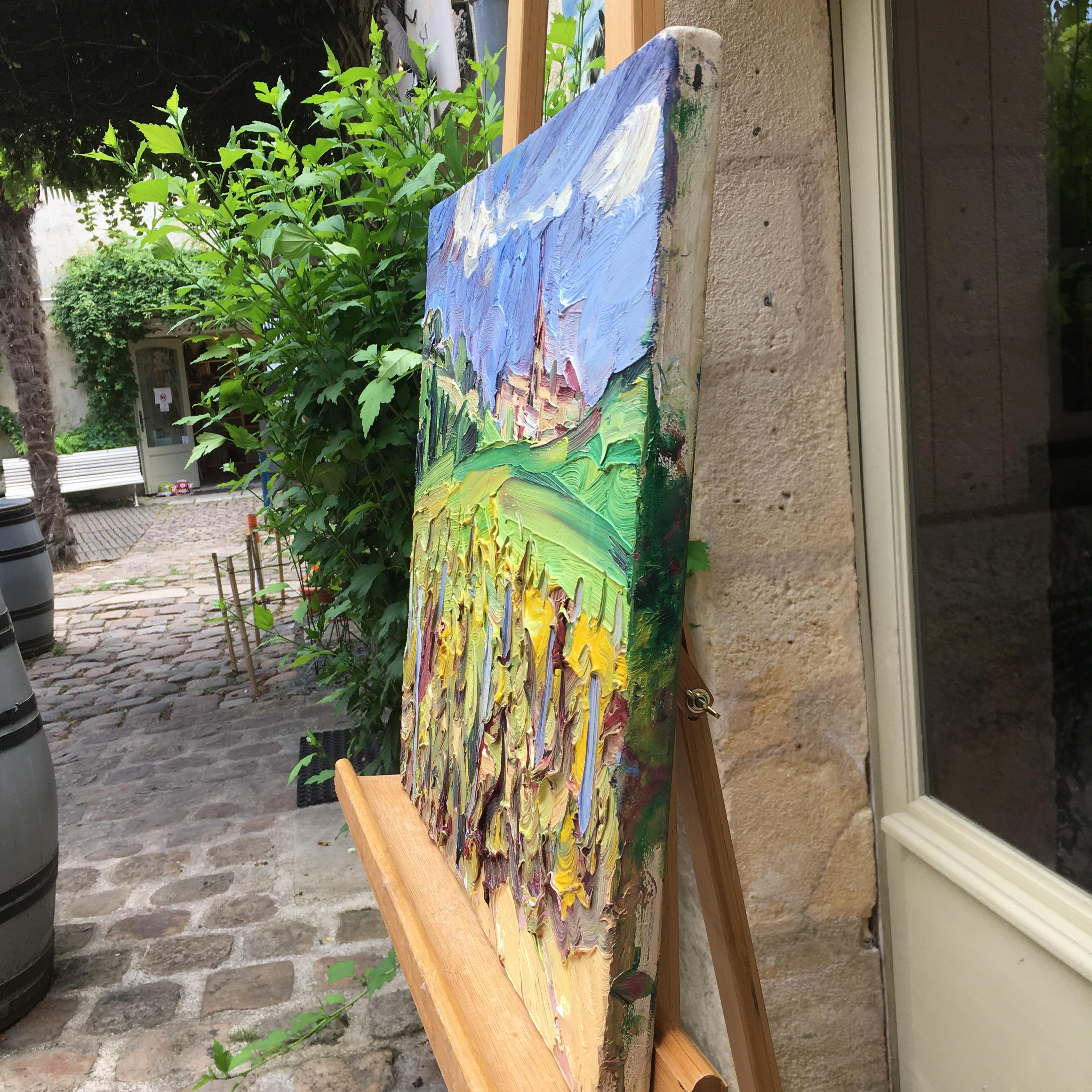 Saint Emilion aus Vineyard. Postimpressionistische französische Landschaft von Französisch Beale. (Post-Impressionismus), Painting, von Edward Beale