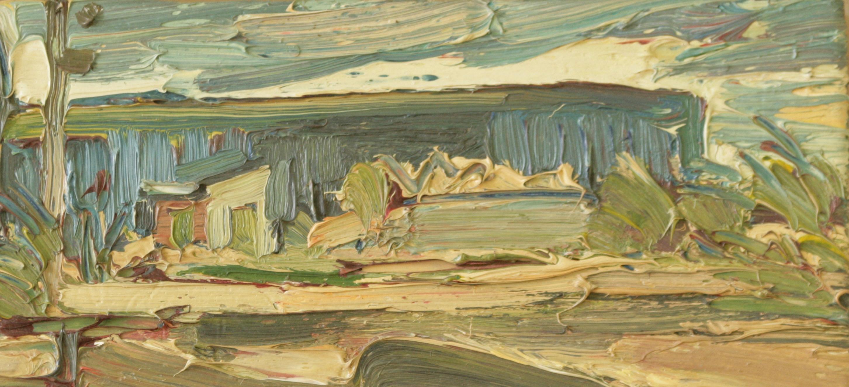 WAREHOUSE À ORCHARD PLACE.. L'artiste anglais Fauves nous a tristement quitté 2017 - Marron Landscape Painting par Edward Beale