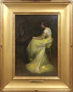 Antique Edward Bell, The Mirror, Oil on Board