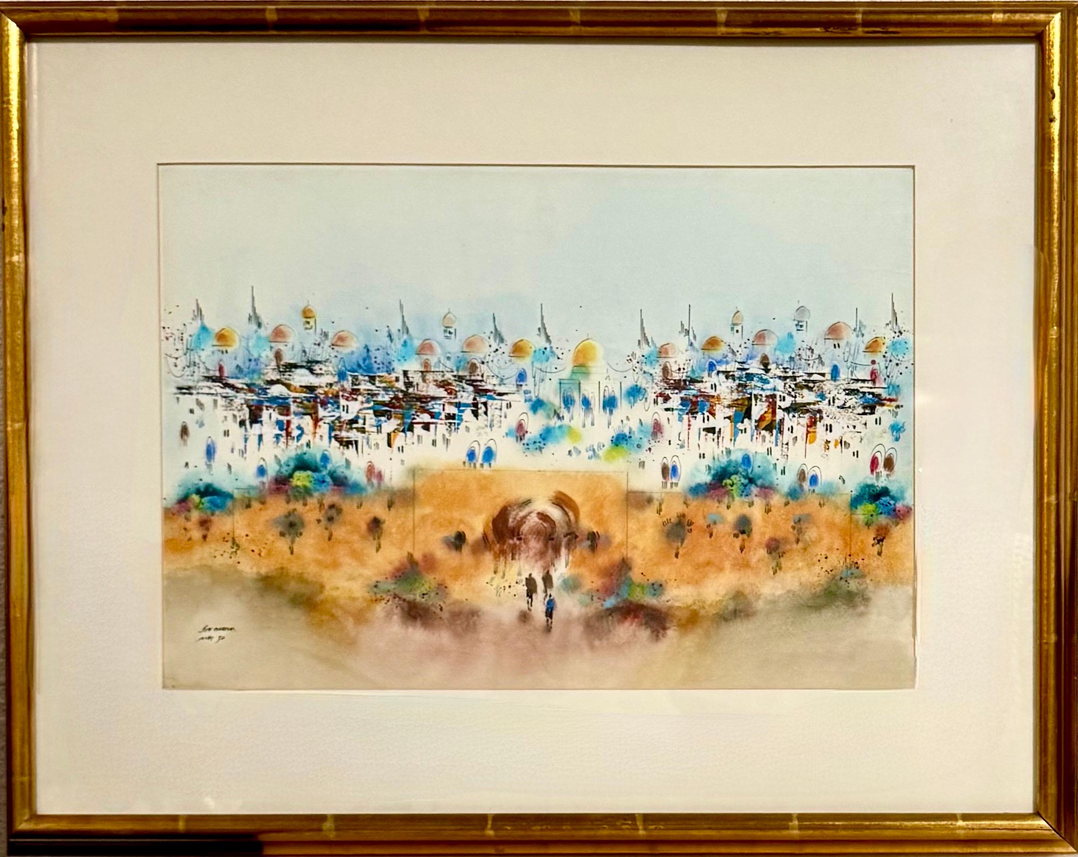 Ben Avram, Israeli Bezalel School Old City Jerusalem Israel Landscape Painting