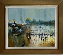 Edward Ben Avram Israeli Bezalel School Jerusalem Kotel Landscape Oil Painting