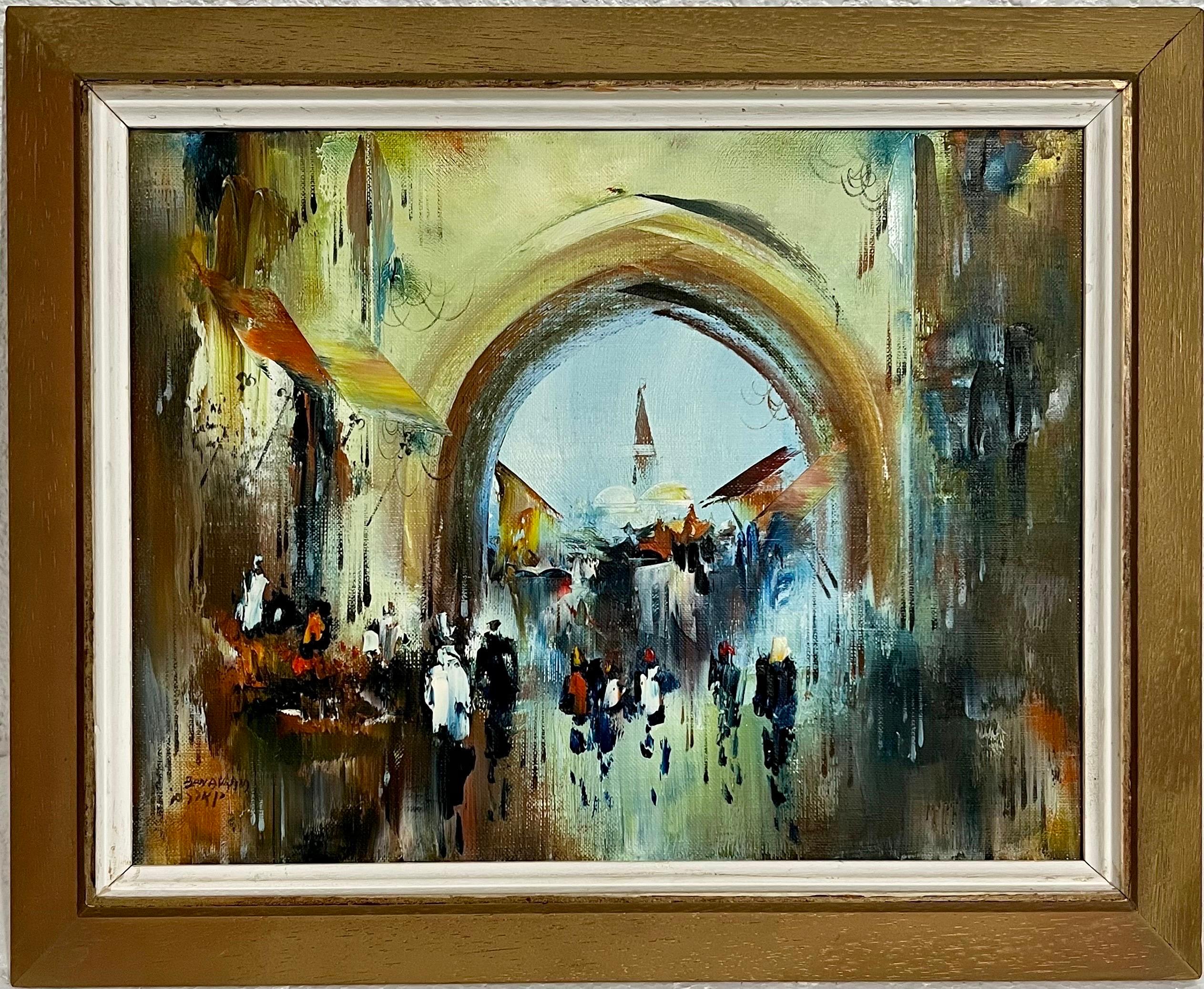Jerusalem Israeli landscape cityscape with the Har Habayit, The Western Wall plazas. Kotel Hamaaravi.
Size includes frame. canvas is 11 X 14

Edward Ben Avram (born 1941) is an Indian - Israeli artist who was born in Bombay, India and immigrated to