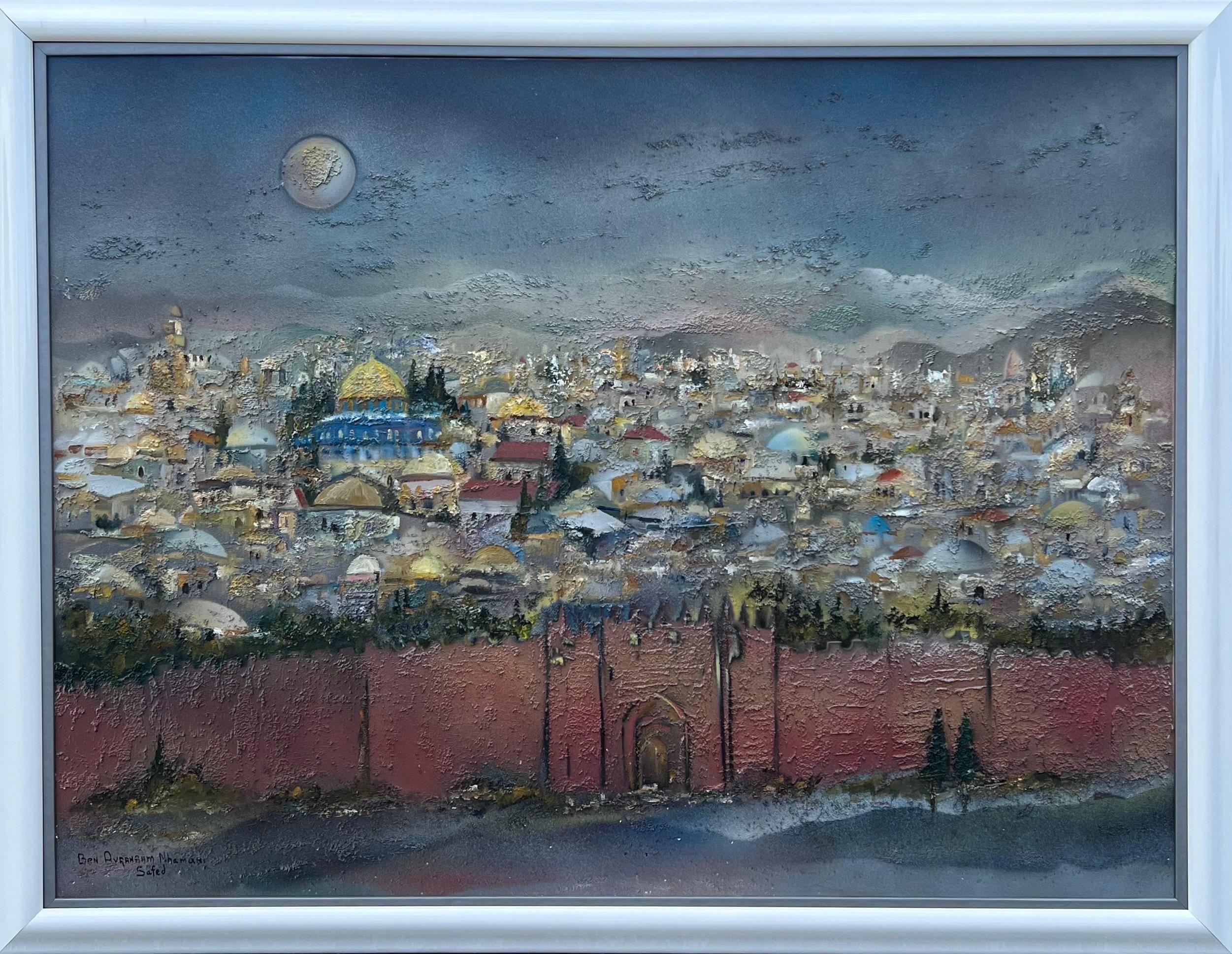 Large Edward Ben Avram Israeli Bezalel School Jerusalem Landscape Oil Painting  For Sale 10