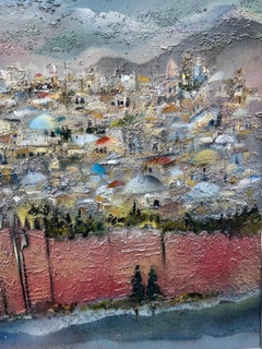 Large Edward Ben Avram Israeli Bezalel School Jerusalem Landscape Oil Painting