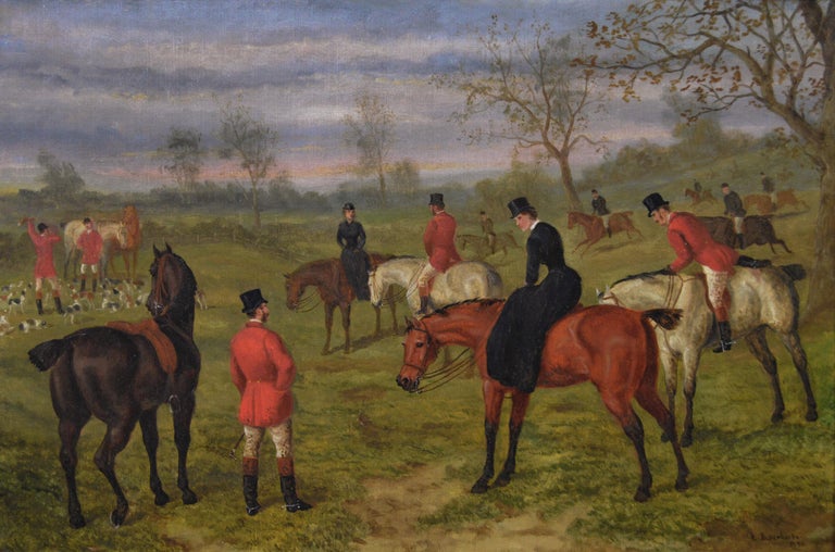 19th Century sporting oil painting of a hunt  - Painting by Edward Benjamin Herberte