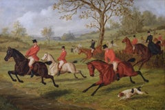 19th Century sporting oil painting of a hunt