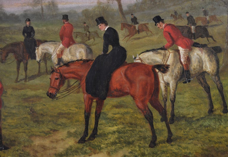 19th Century sporting oil painting of a hunt  - Victorian Painting by Edward Benjamin Herberte