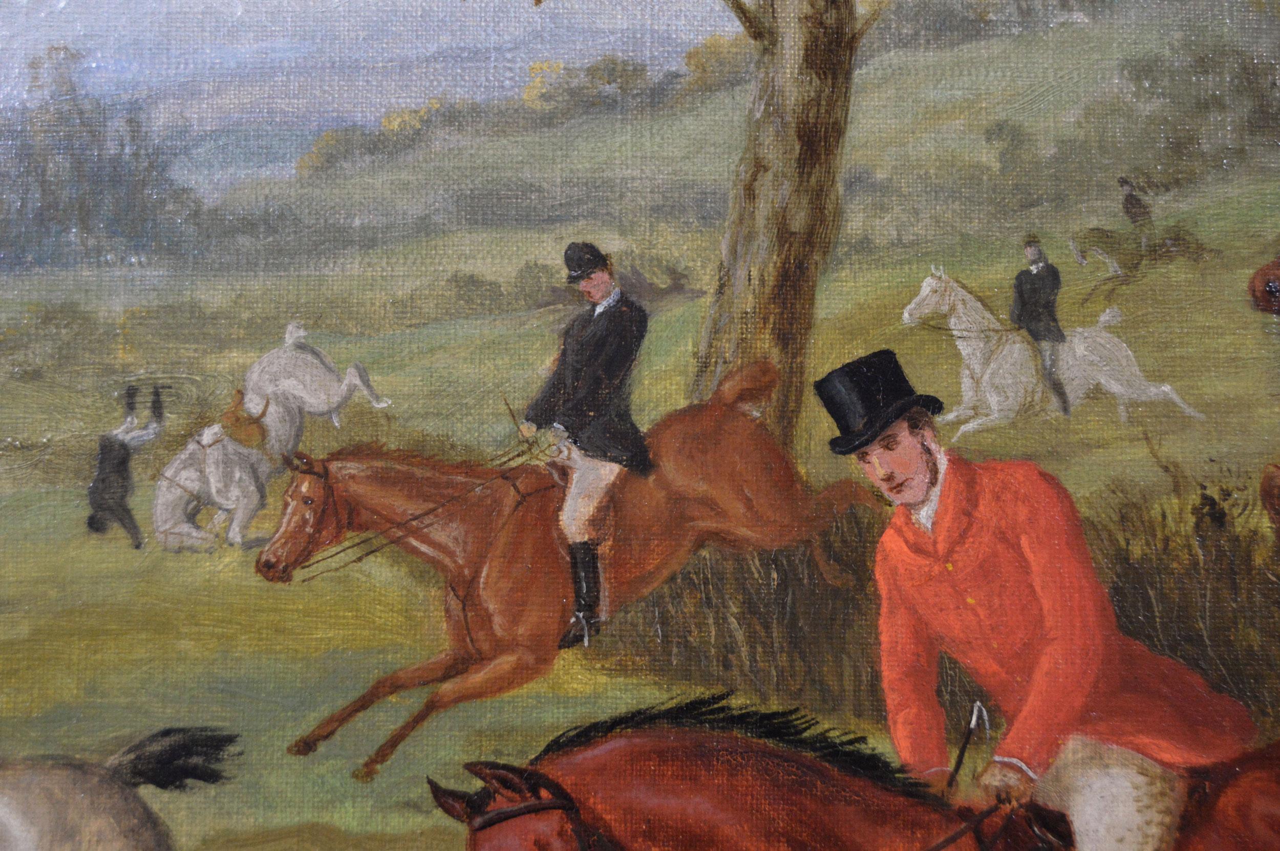 19th Century sporting oil painting of a hunt  - Brown Animal Painting by Edward Benjamin Herberte