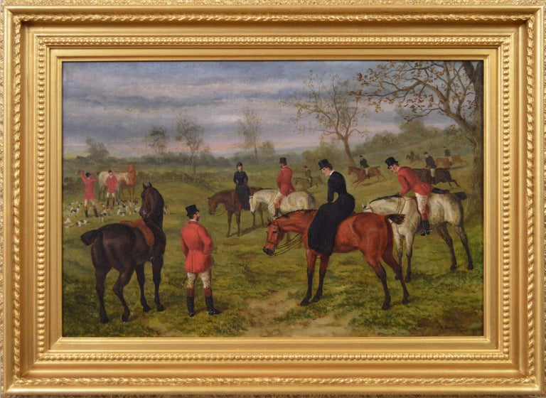 Edward Benjamin Herberte Landscape Painting - 19th Century sporting oil painting of a hunt 