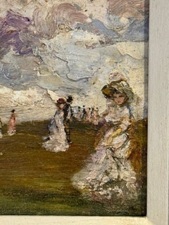 Anfang des 20. Jahrhunderts Impressionistische Landschaft mit Figuren in eleganten Kleidern