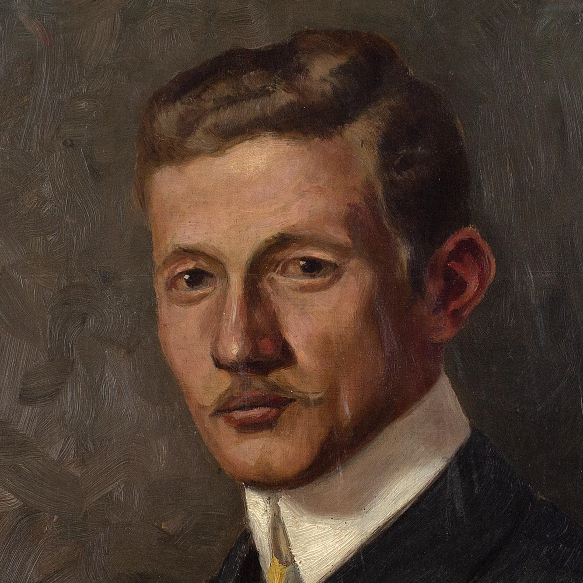20th-Century Swedish School Portrait Of A Gentleman, Oil Painting 1
