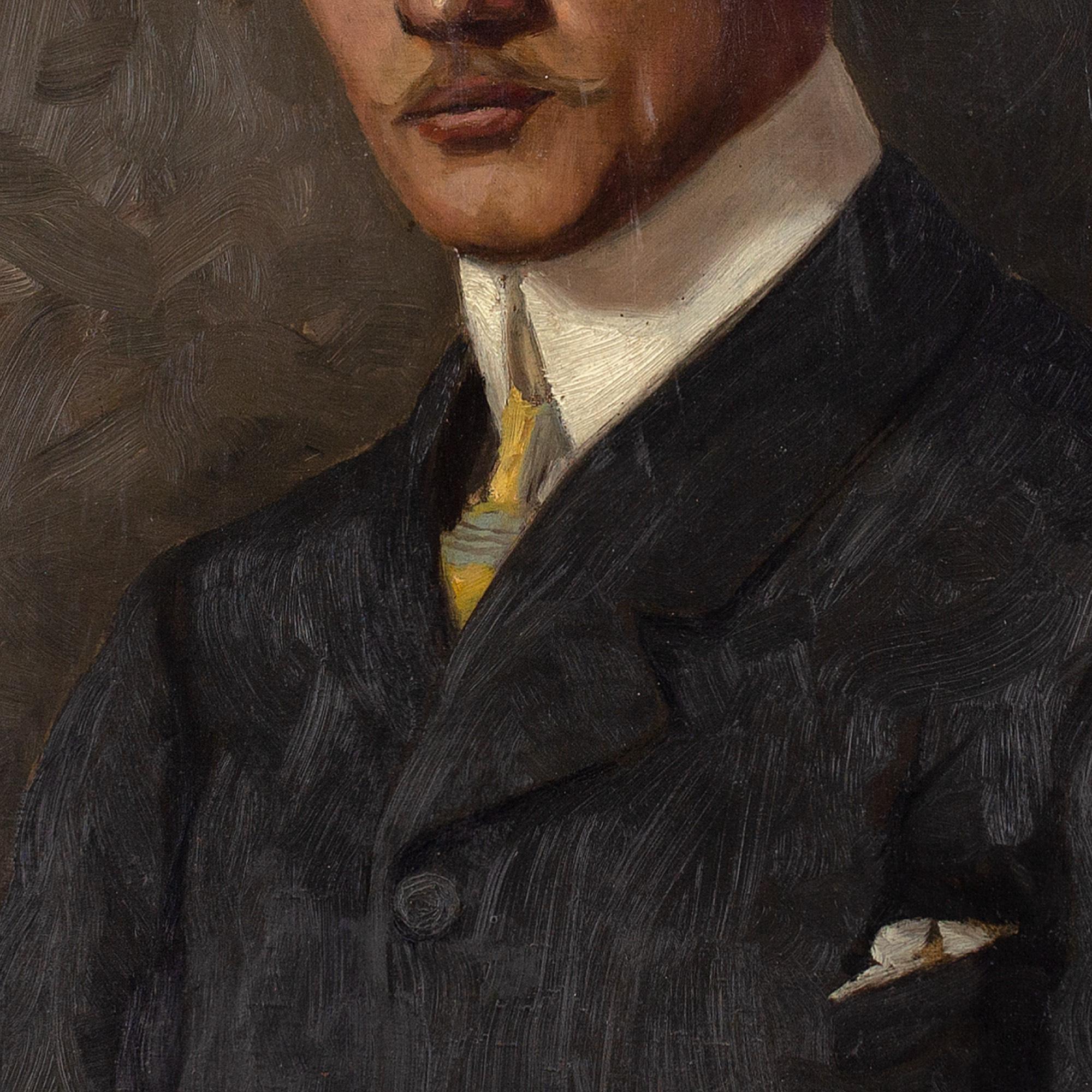 20th-Century Swedish School Portrait Of A Gentleman, Oil Painting 2