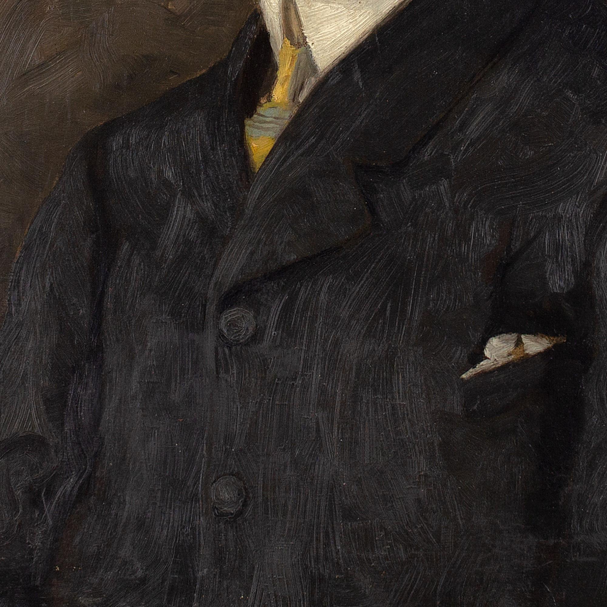 20th-Century Swedish School Portrait Of A Gentleman, Oil Painting 3