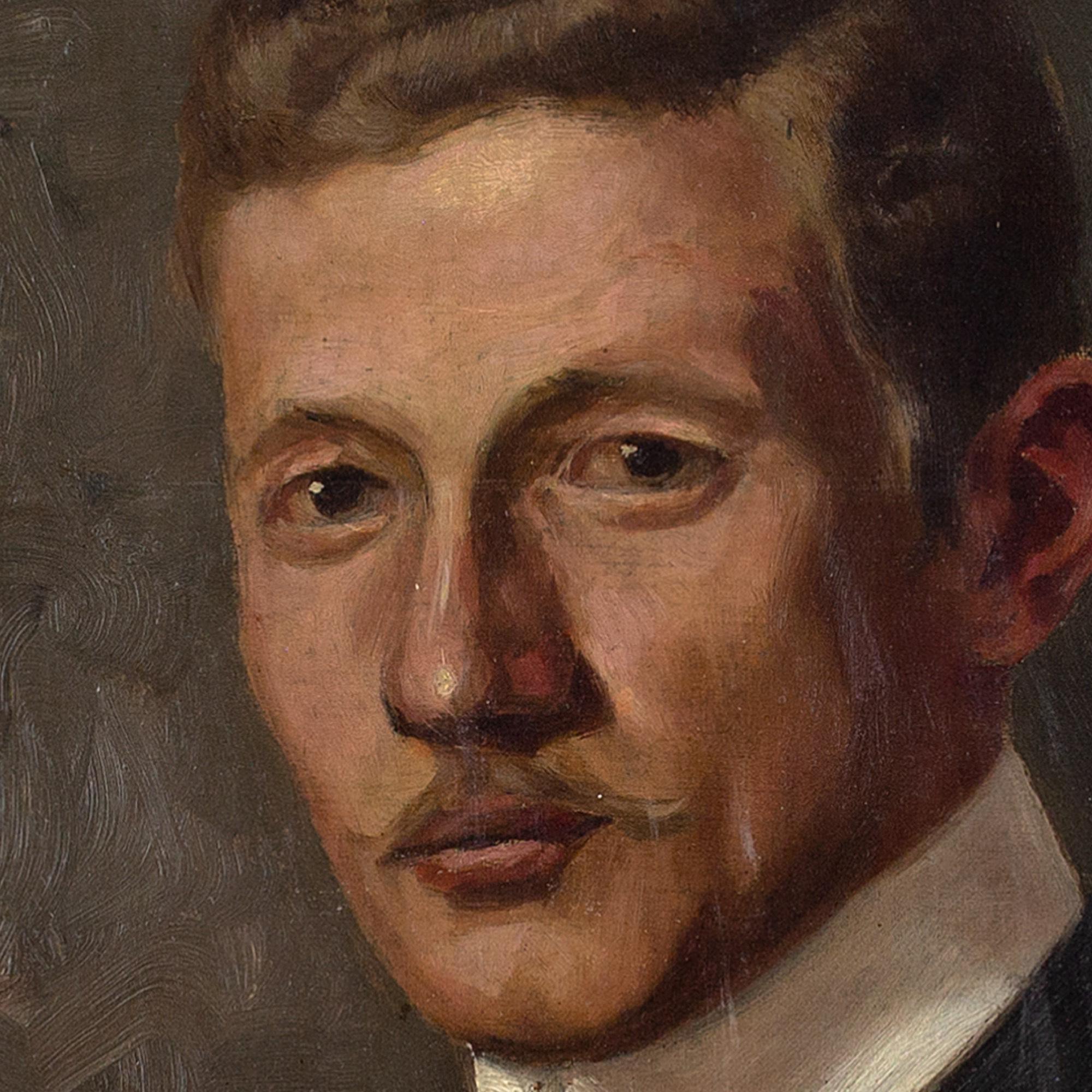 20th-Century Swedish School Portrait Of A Gentleman, Oil Painting 4