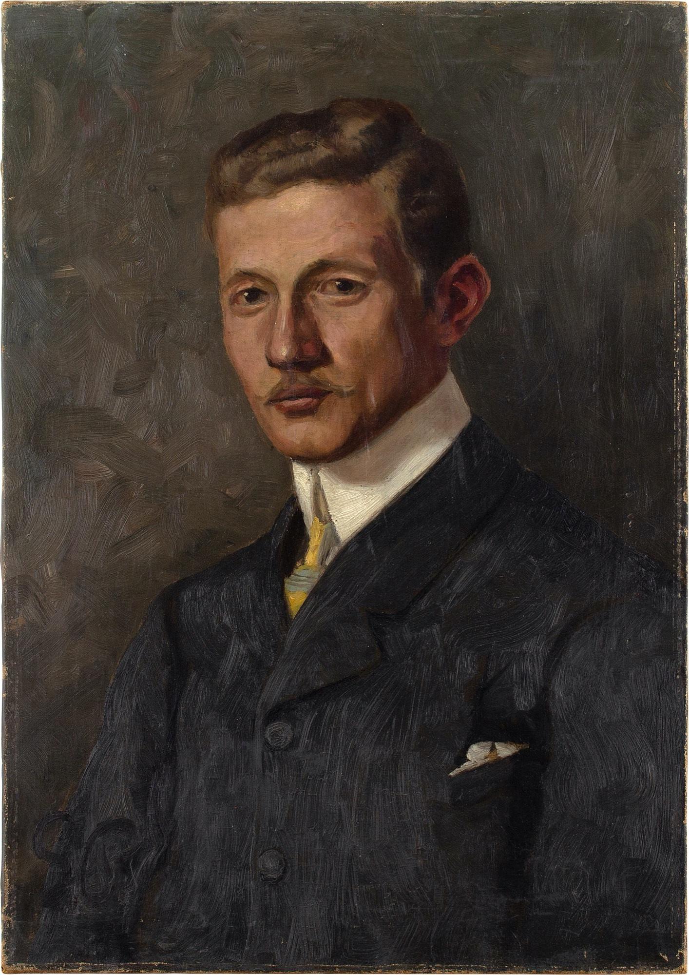  Edward Berggren Portrait Painting - 20th-Century Swedish School Portrait Of A Gentleman, Oil Painting