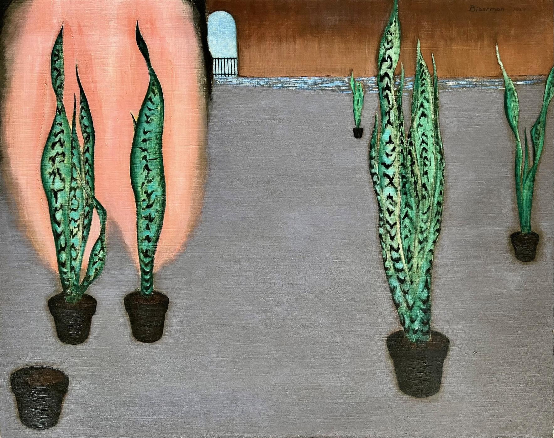 Edward Biberman Landscape Painting - Five Potted Plants