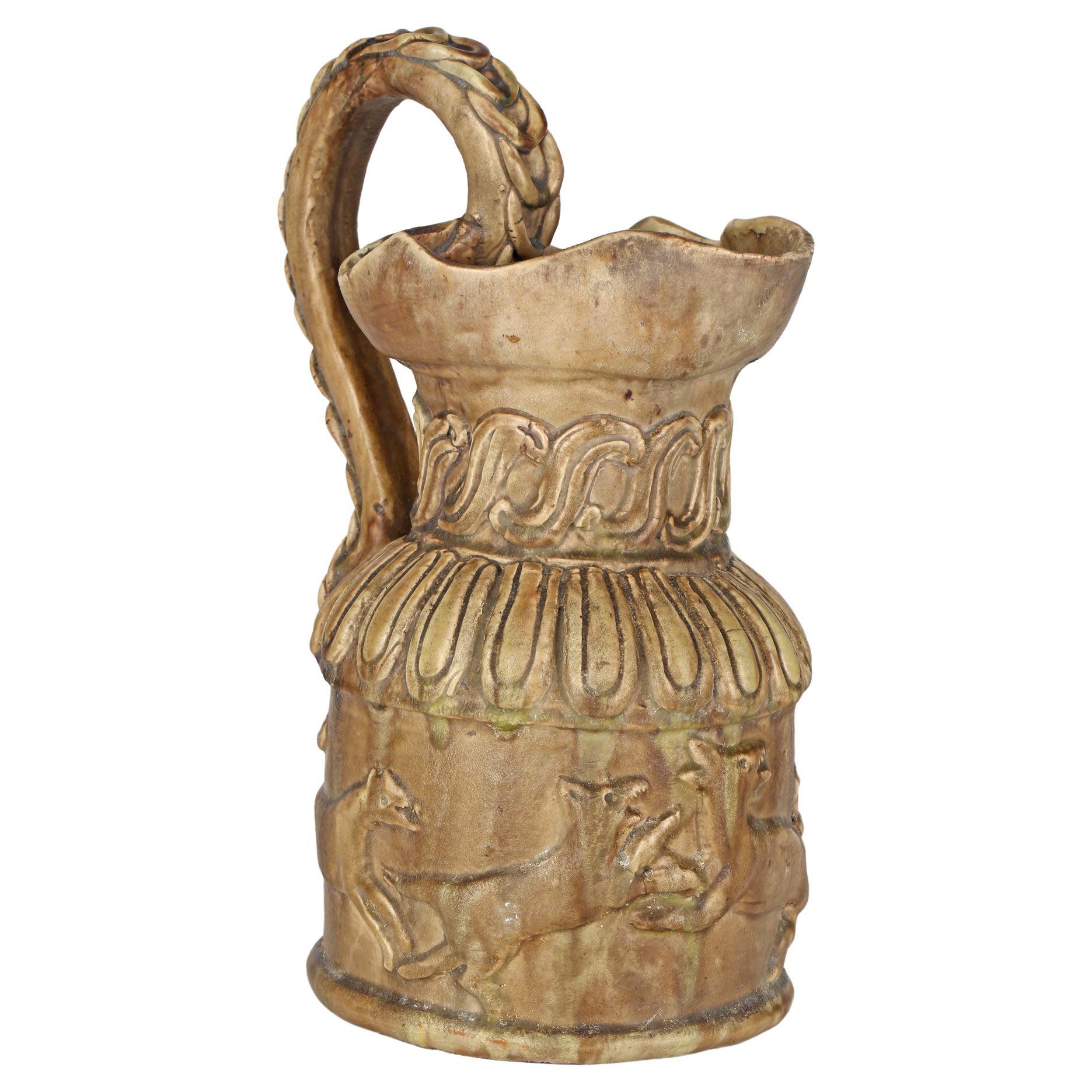 Pichet de chasse de style médiéval en poterie Edward Bingham Castle Hedingham Arts & Crafts