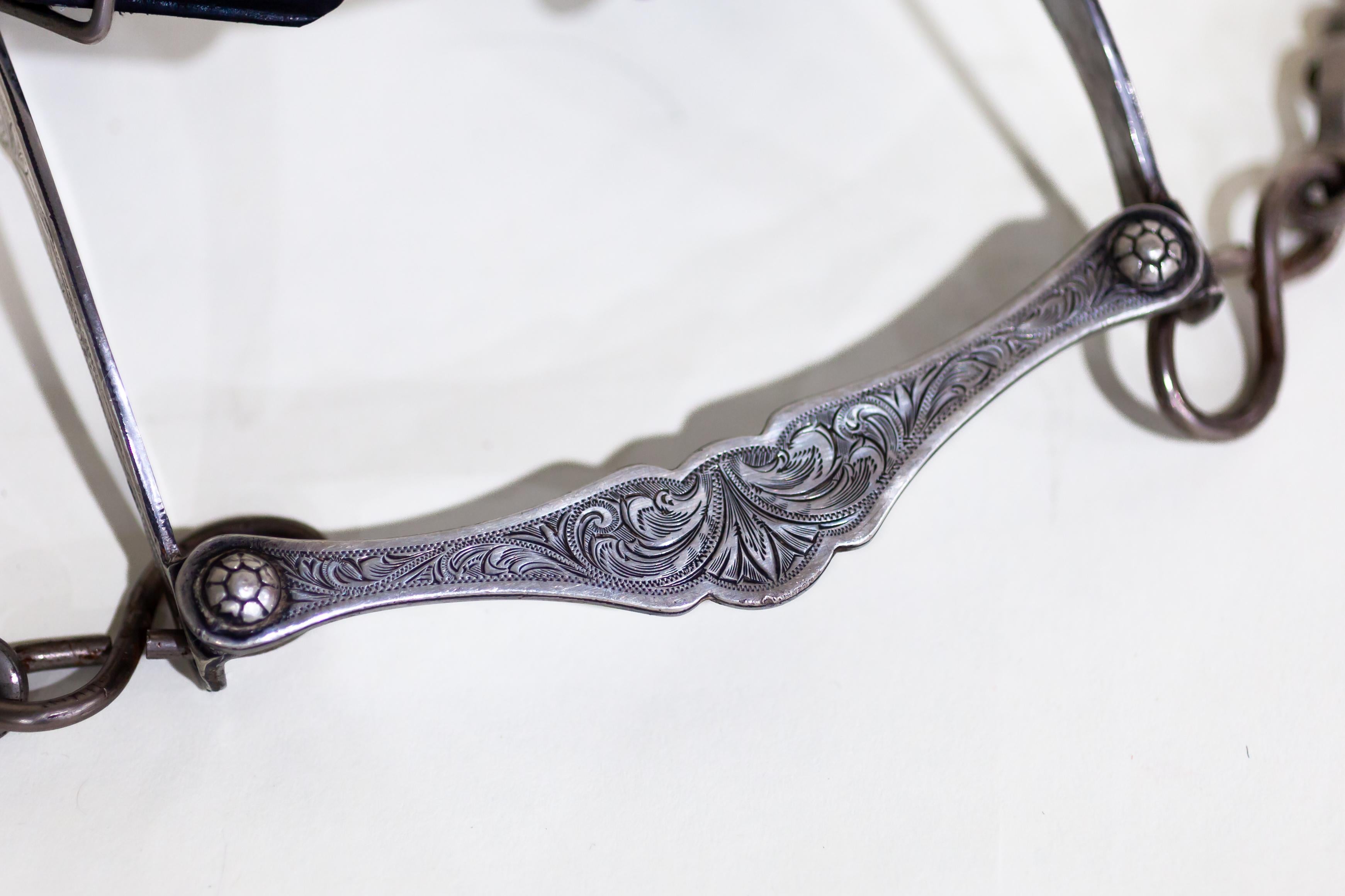 Edward Bohlin Sterling Silver and Stainless Leather Parade Headstall and Bit 8