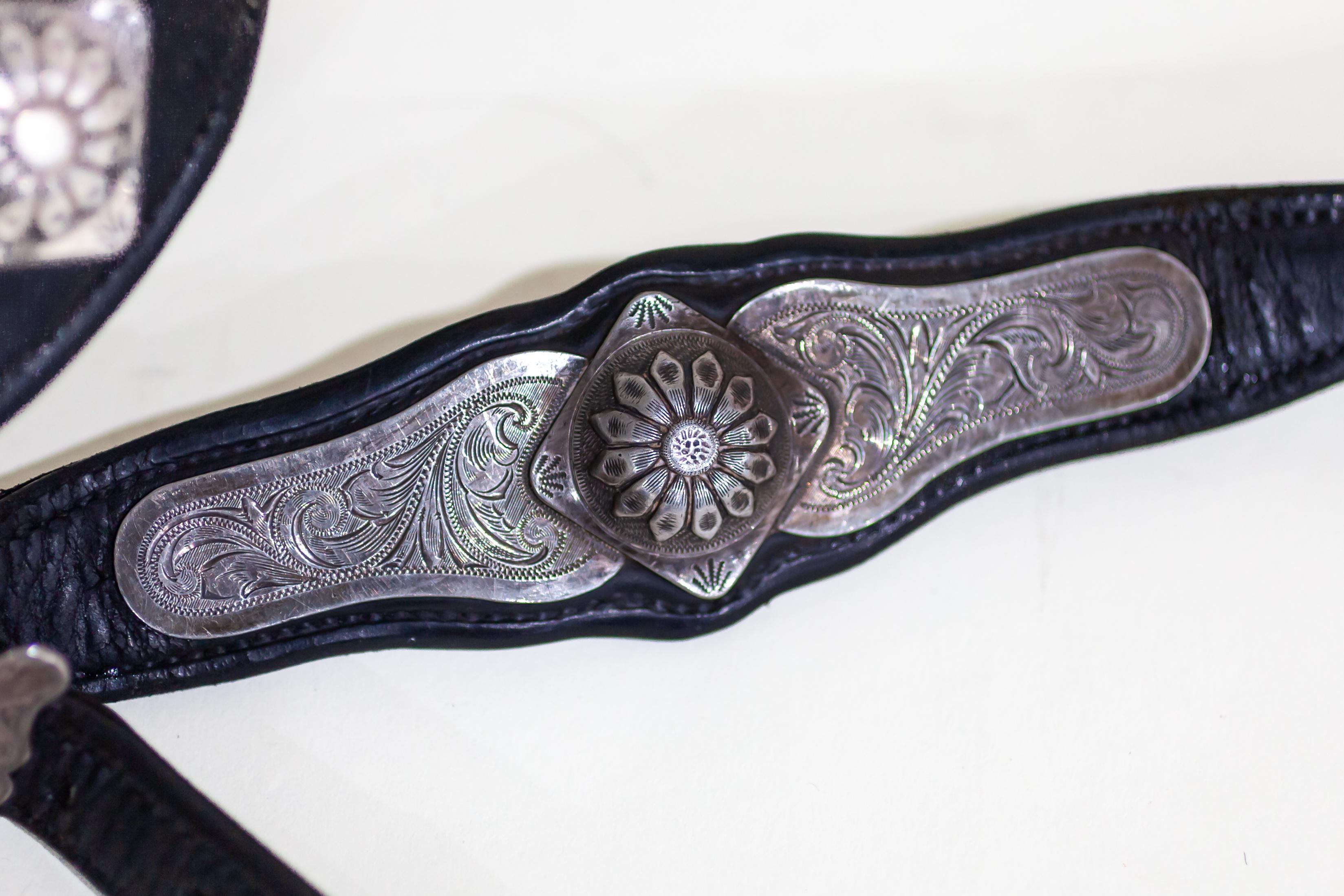 Edward Bohlin Sterling Silver and Stainless Leather Parade Headstall and Bit 9