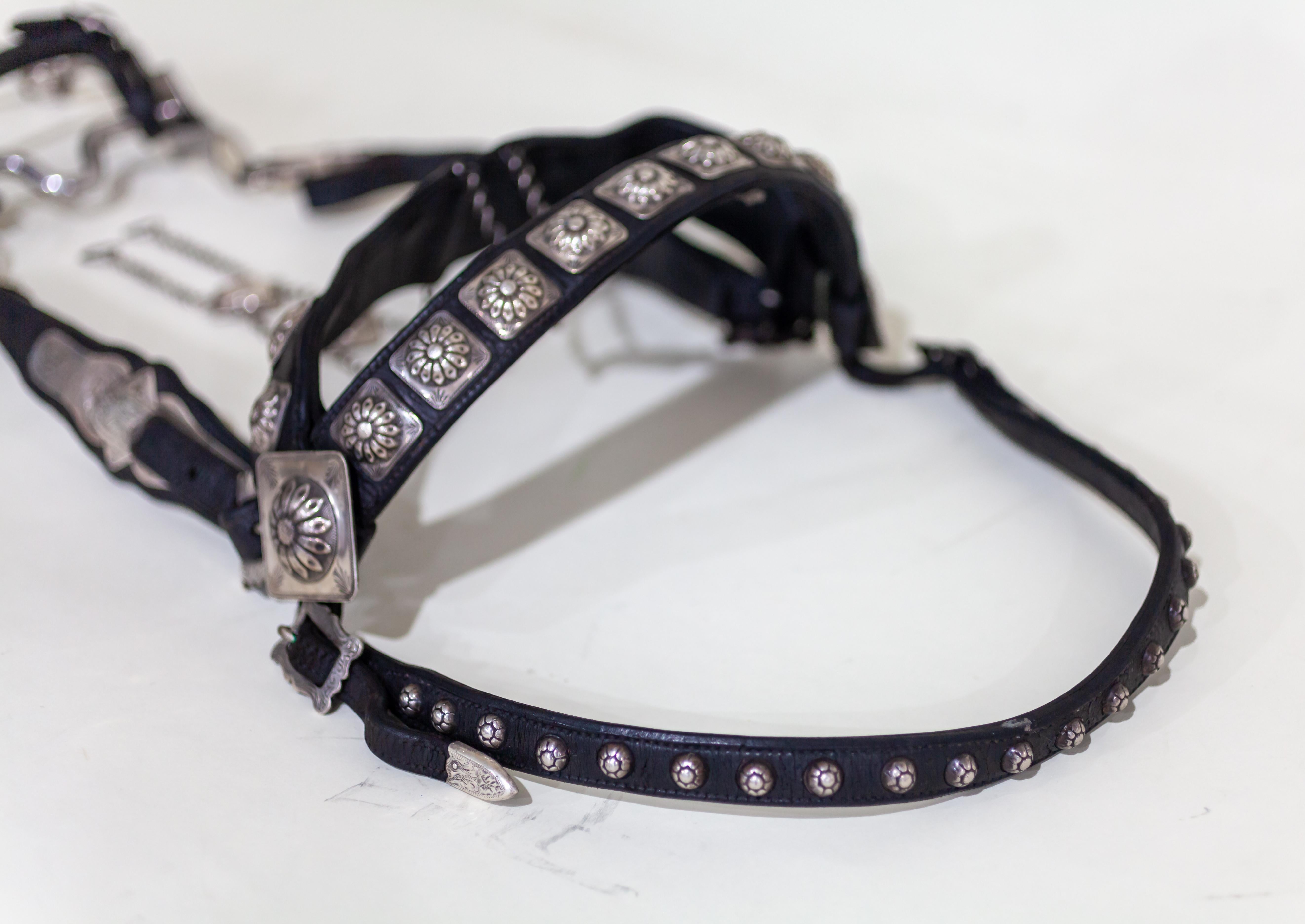 Edward Bohlin Sterling Silver and Stainless Leather Parade Headstall and Bit 2