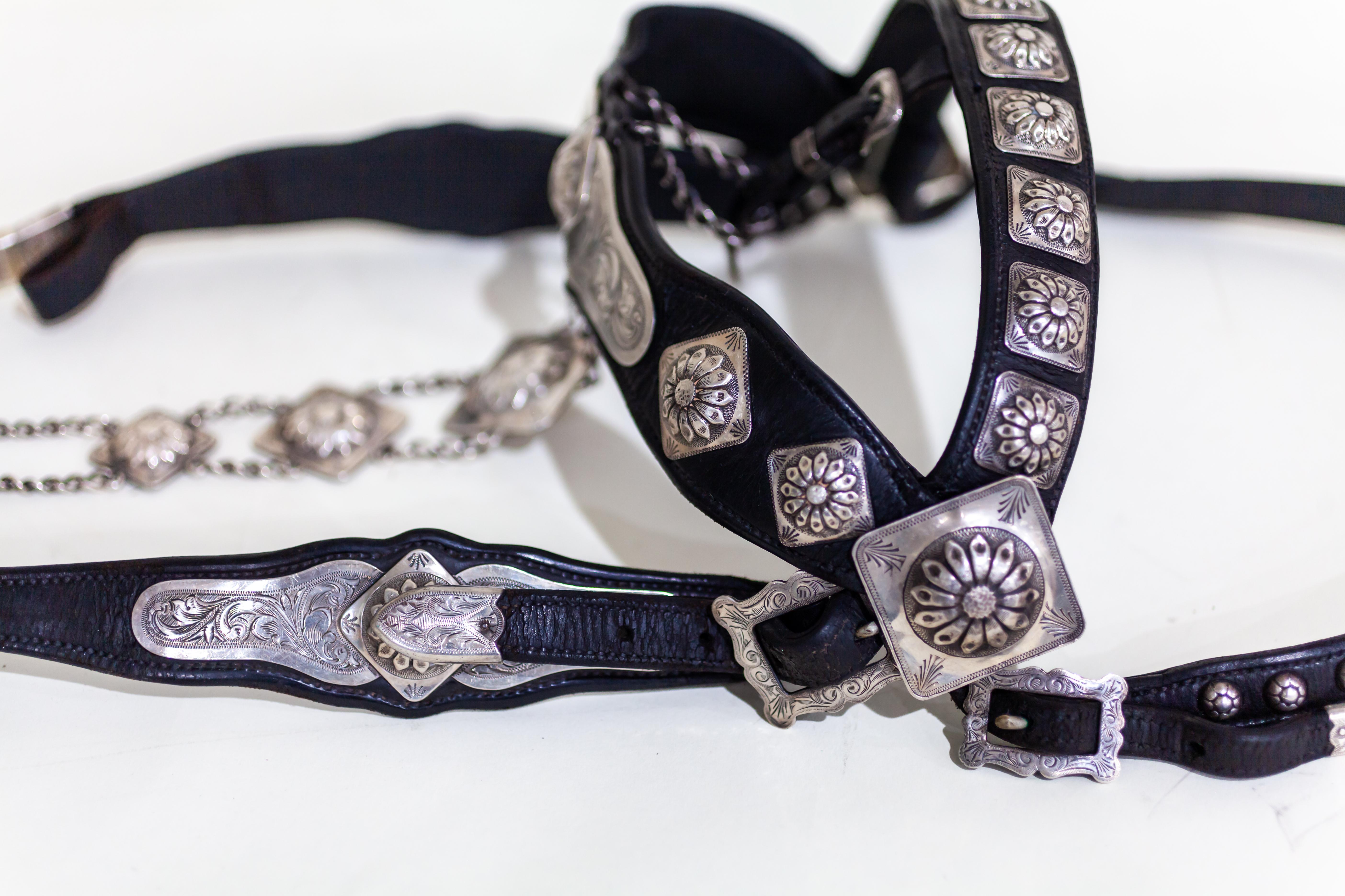 Edward Bohlin Sterling Silver and Stainless Leather Parade Headstall and Bit 3