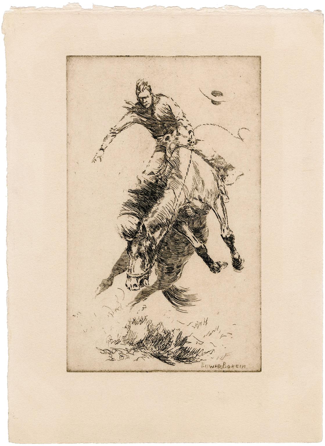 New Bucking Horse - Print by Edward Borein