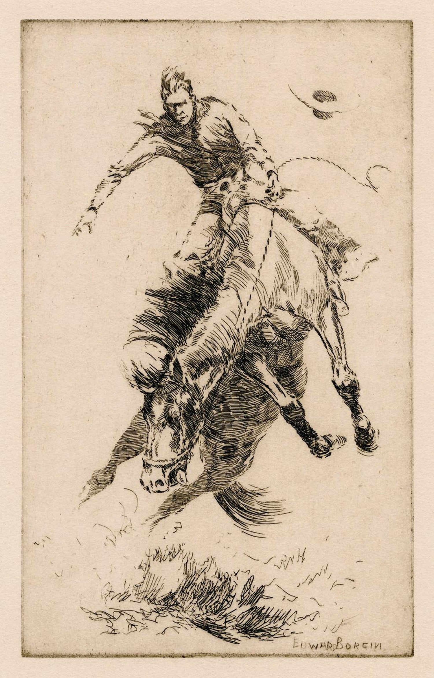 Edward Borein - New Bucking Horse at 1stDibs | edward borein prints