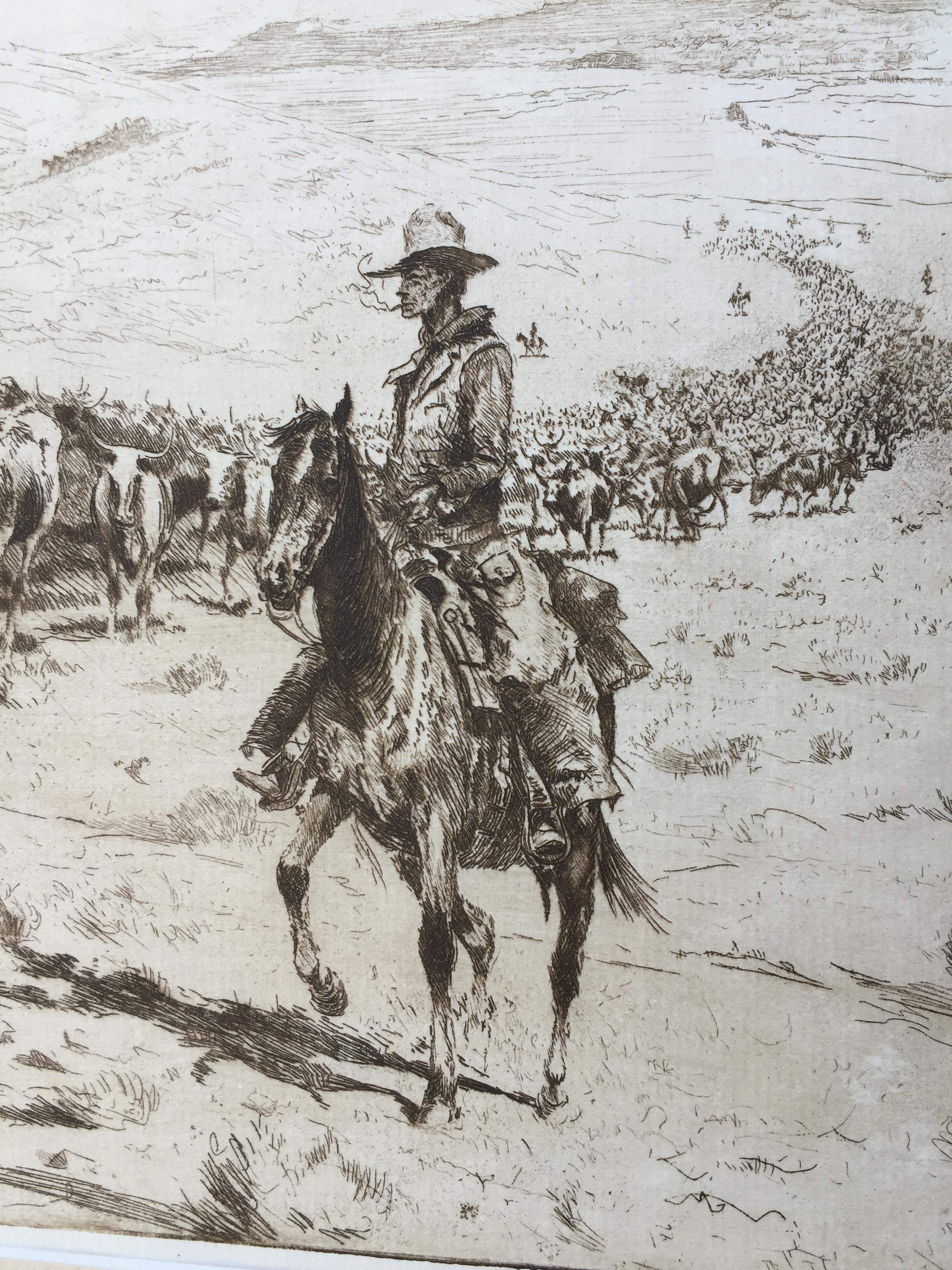 Trail Herd, No. 2 - American Realist Print by Edward Borein