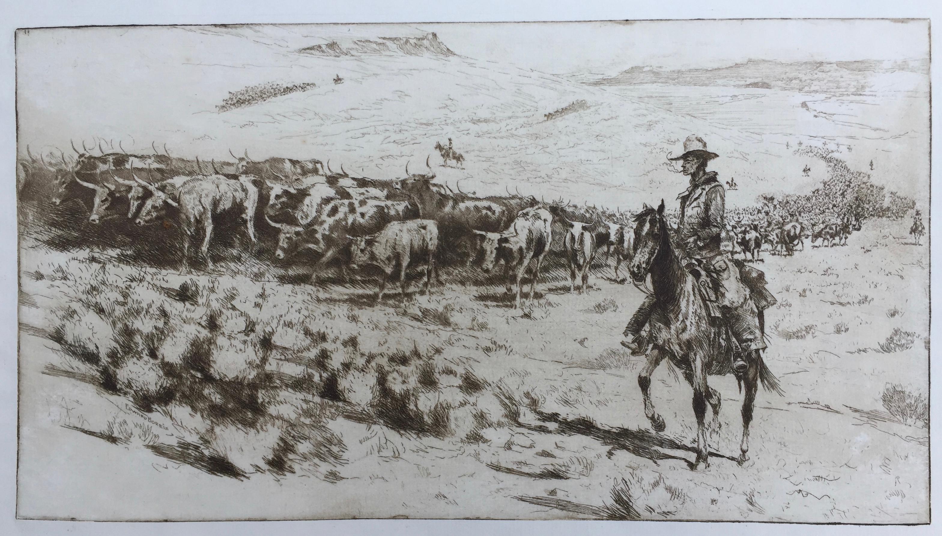 Edward Borein Figurative Print - Trail Herd, No. 2
