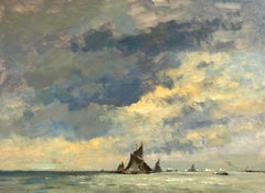 Approcci ad Harwich - Paesaggio marino post impressionista dipinto a olio da Edward Brian Seago