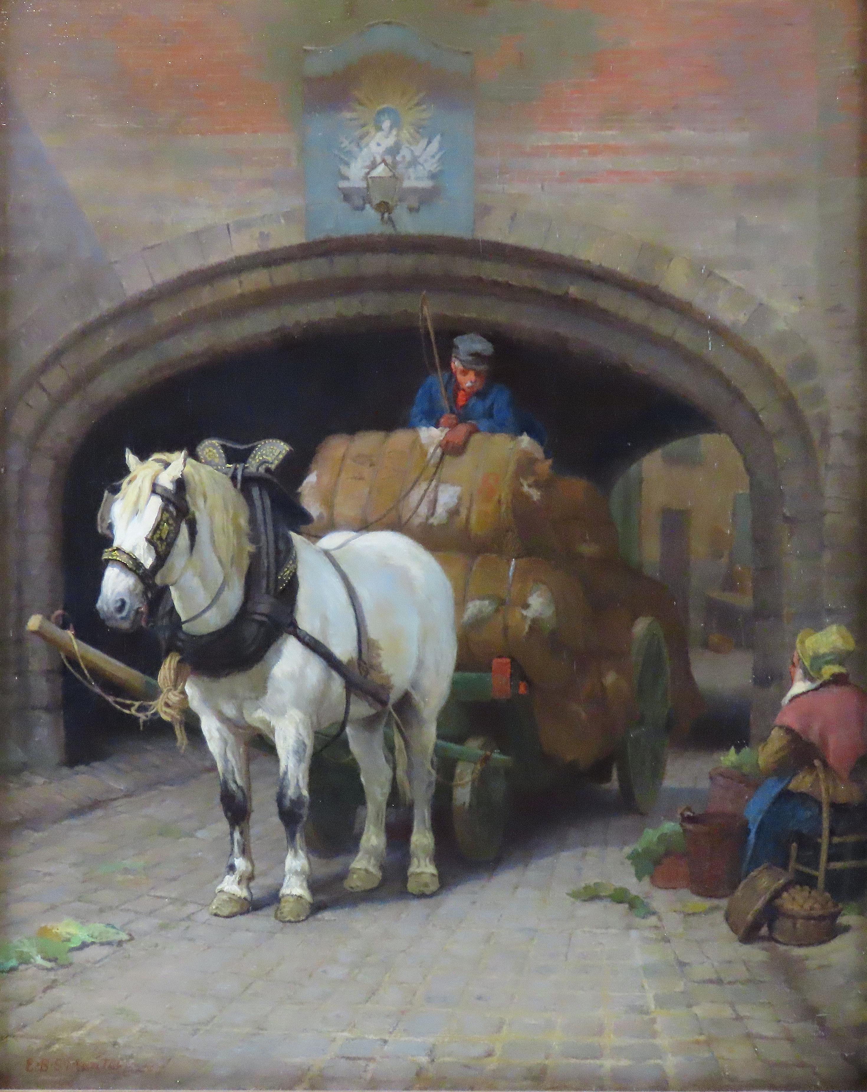 Original Ölgemälde auf Leinwand, Edward Brice Stanley Montefiore, „Der Wollwagen“ im Angebot 2