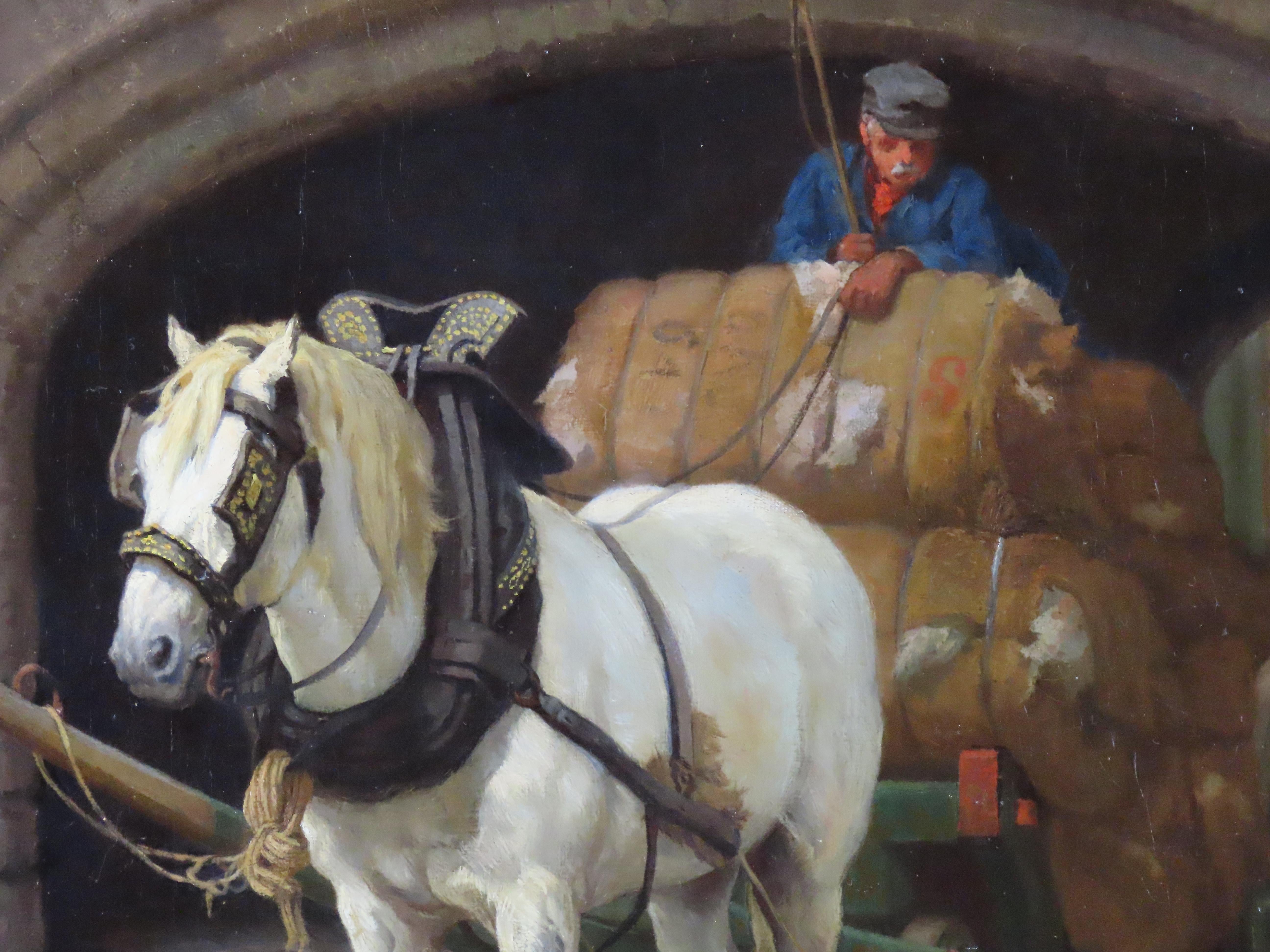 Original Ölgemälde auf Leinwand, Edward Brice Stanley Montefiore, „Der Wollwagen“ im Angebot 3
