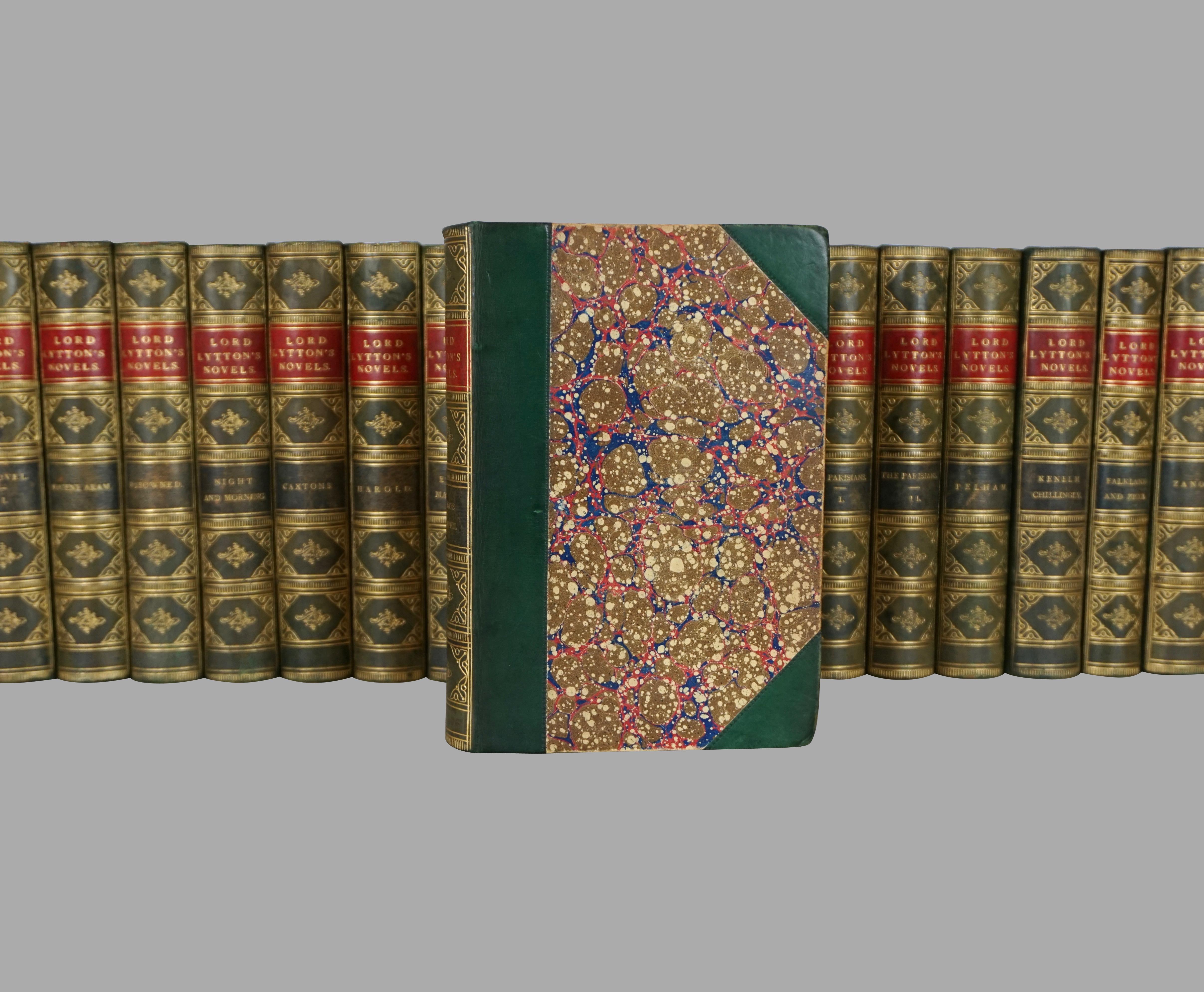 Victorian Edward Bulwer-Lytton Leather Bound Set of Novels in 27 Volumes