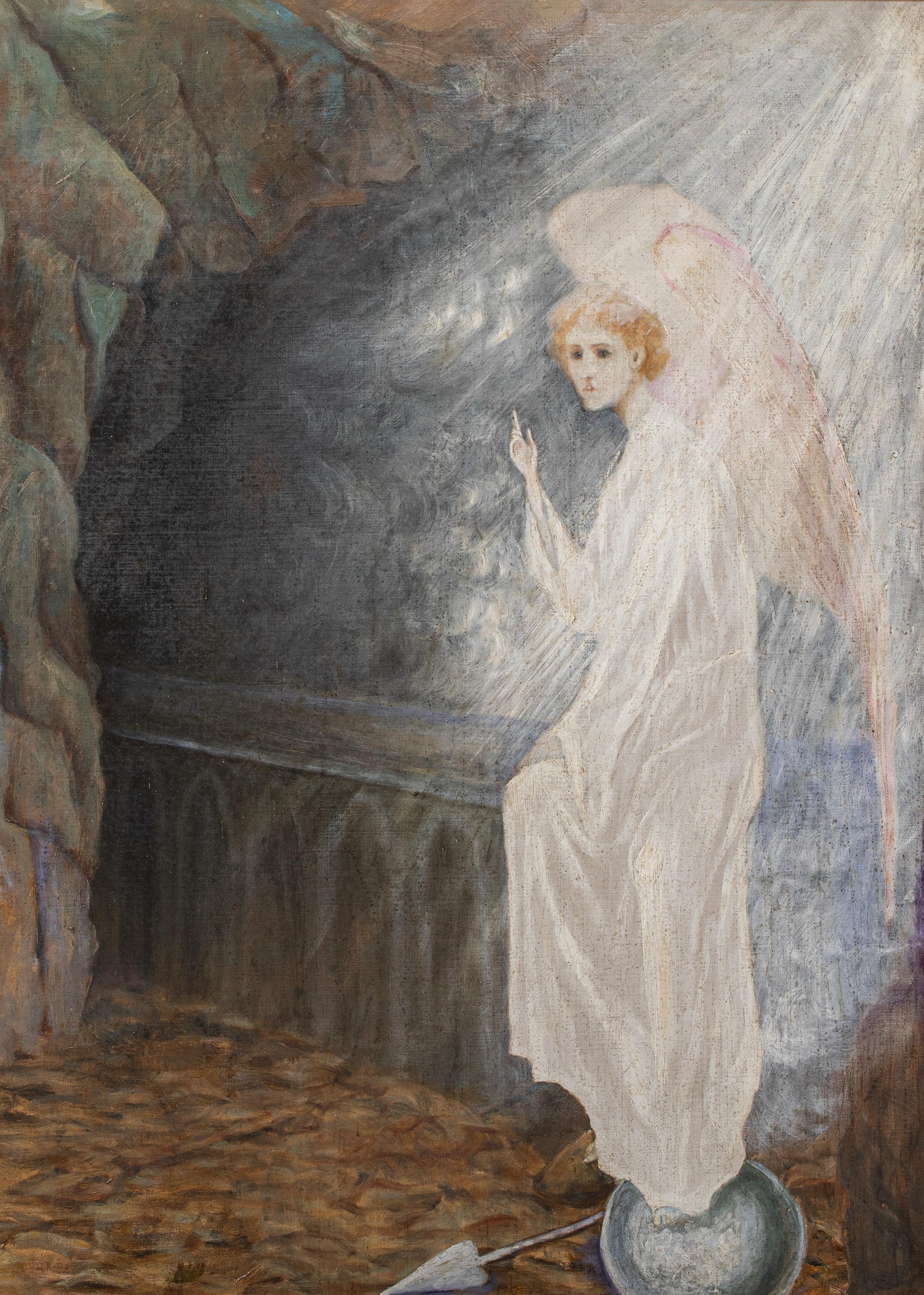 The Angel At The Tomb Of Christ, 19th Century

inscribed to EDWARD BURNE-JONES (1833-1898)

Large 19th Century Art & Crafts depiction of the angel at the tomb of Christ, oil on canvas. Excellent quality and condition biblical scene of Mary Magdalene