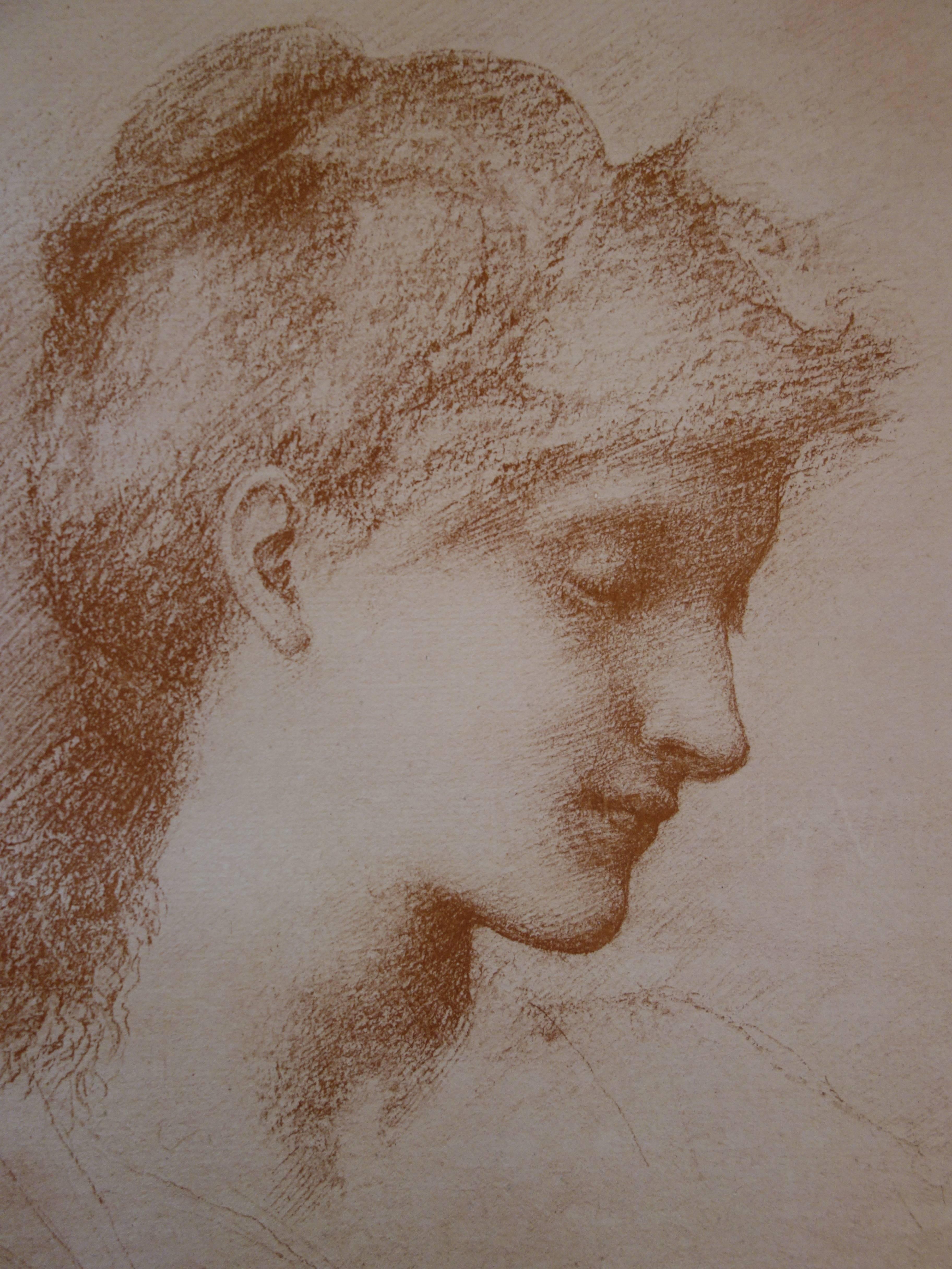 Beauty - Original lithograph - 1897 - Portrait Print Marrón de Edward Burne-Jones