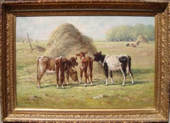 [Grazing Cattle by a Haystack]