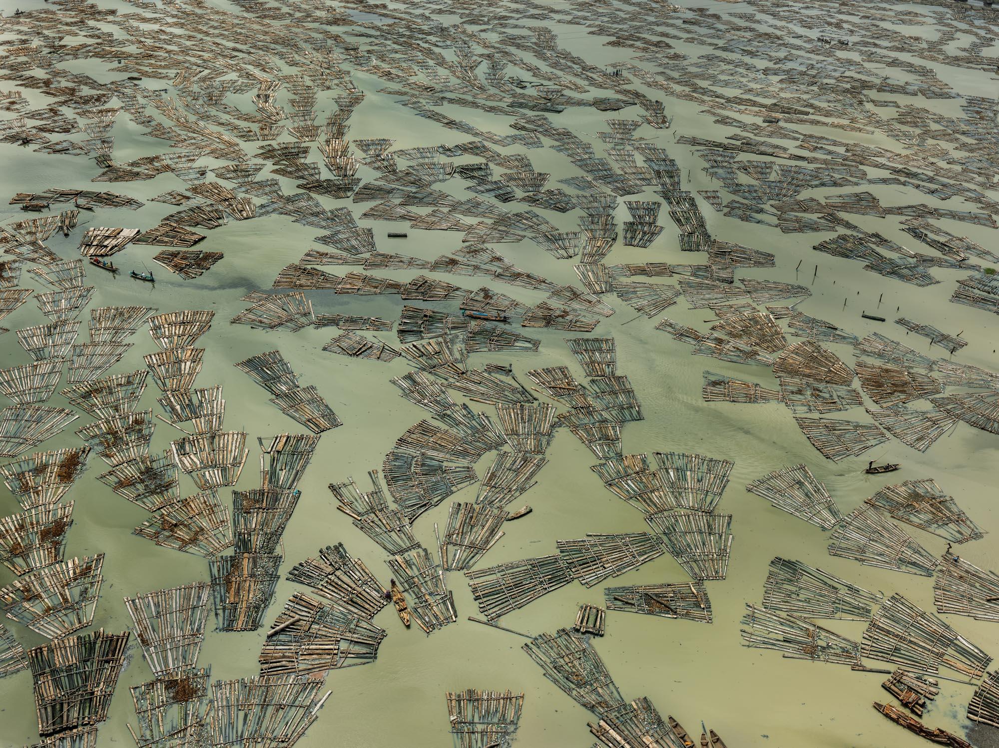 Saw Mills #3, Log Booms, Lagos, Nigeria&Phosphor Tailings #6, Near Lakeland, FL - Photograph by Edward Burtynsky