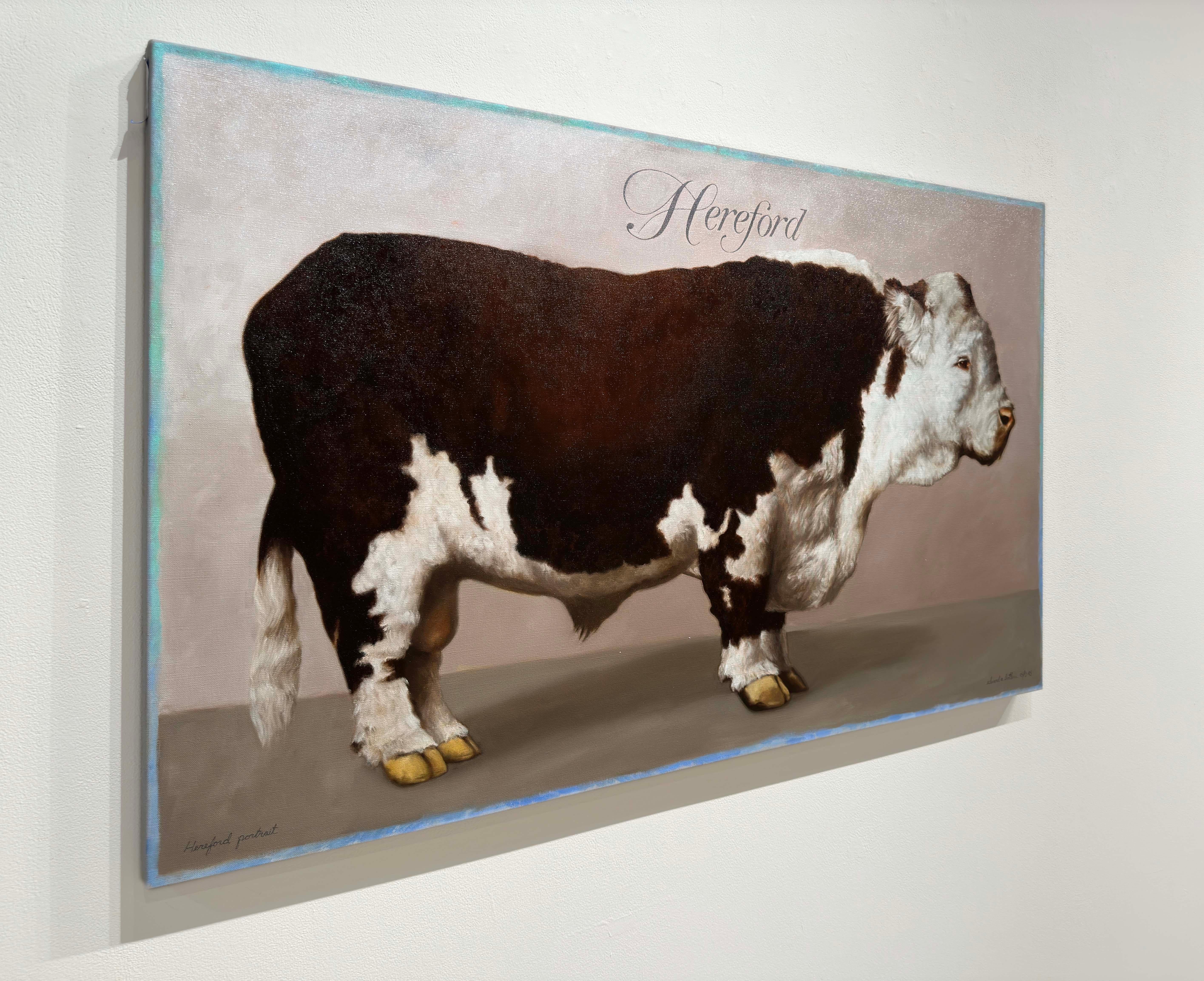 HEREFORD - Réalisme contemporain / Portrait d'animal / Vache / Nature morte - Contemporain Painting par Edward Butler