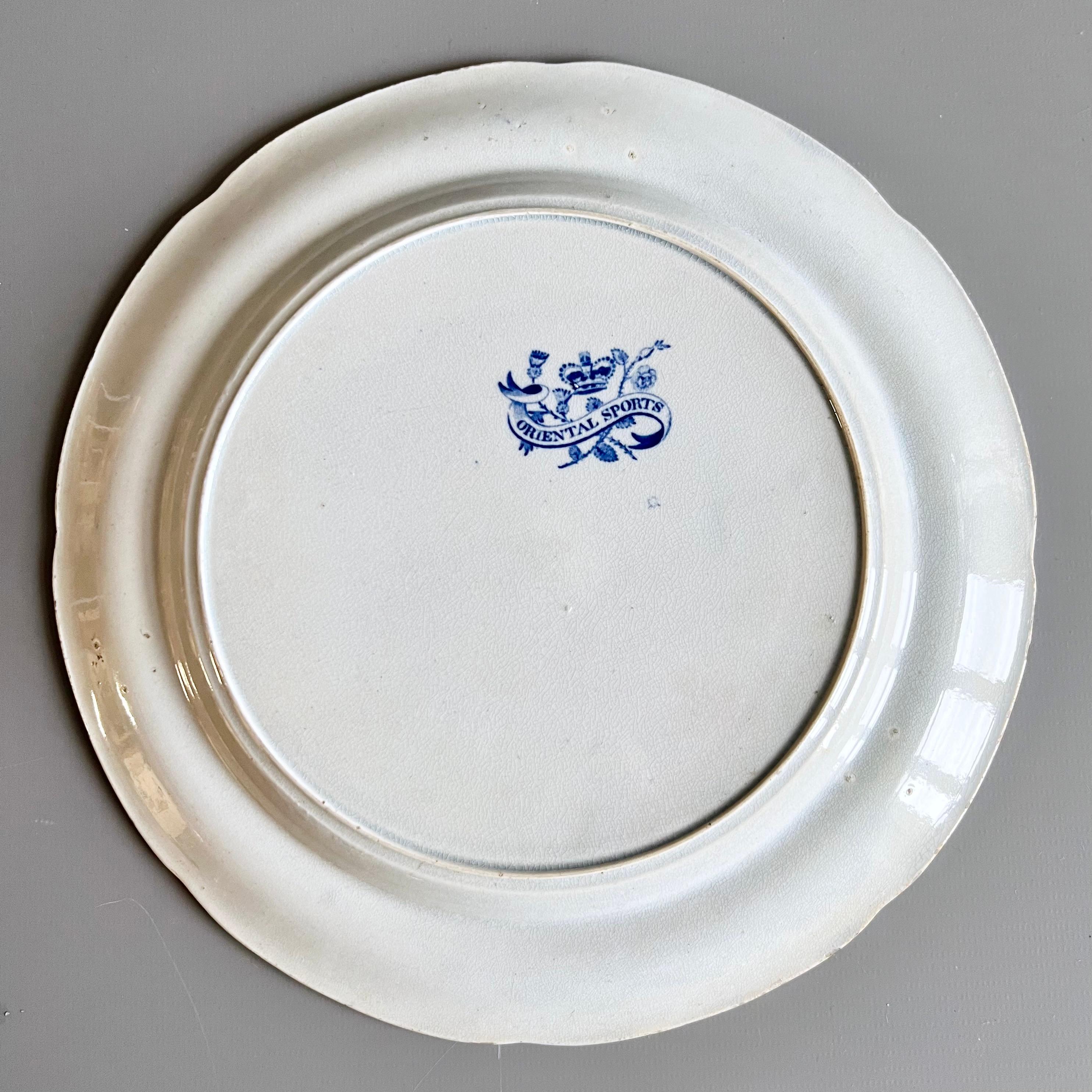 Assiette en faïence d'Edward Whiting, bleu et blanc 