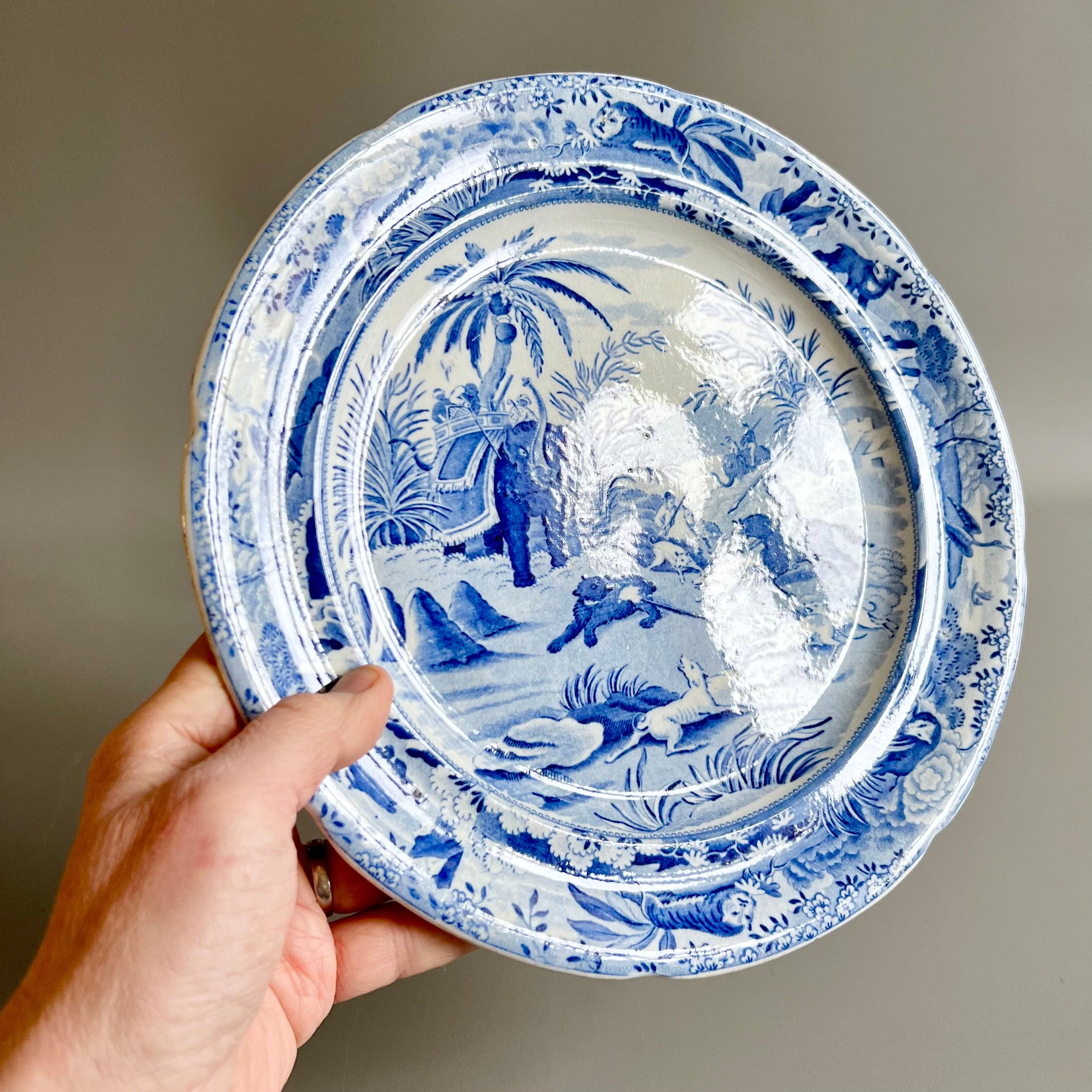 Regency Assiette en faïence d'Edward Whiting, bleu et blanc 