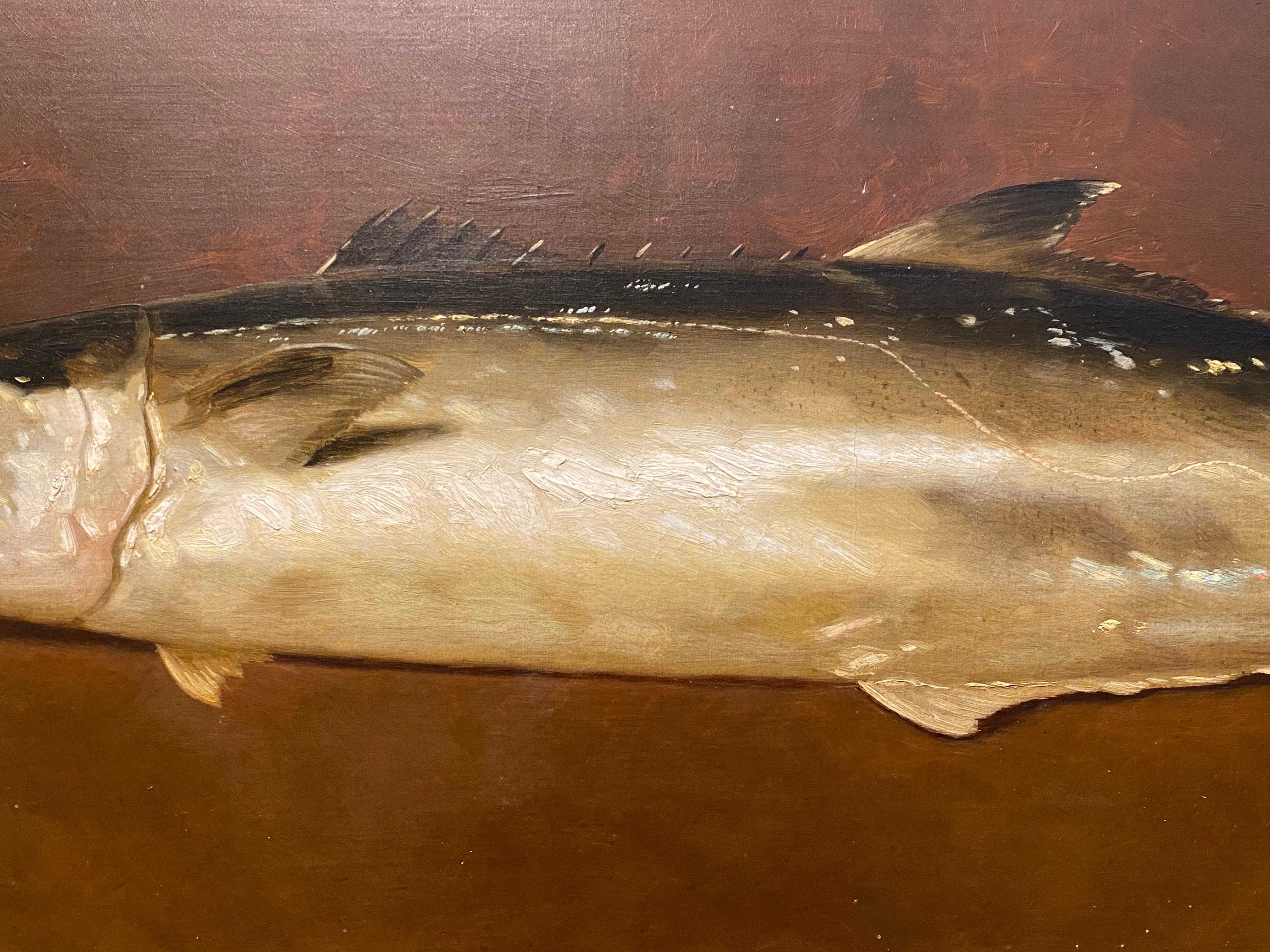 19th Century Edward Chalmers Leavitt, Mackerel Fish Still Life Painting For Sale