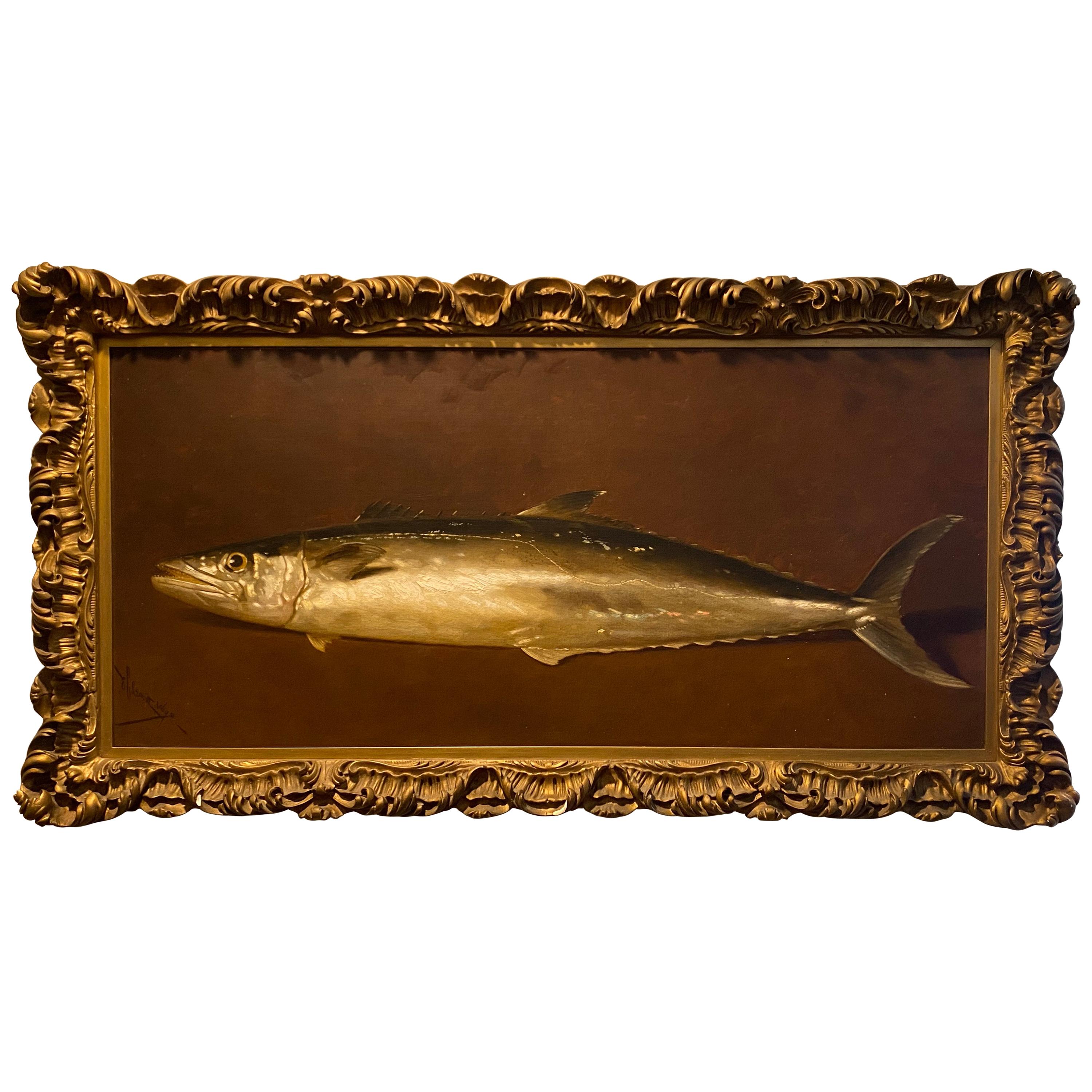 Edward Chalmers Leavitt, Mackerel Fish Still Life Painting