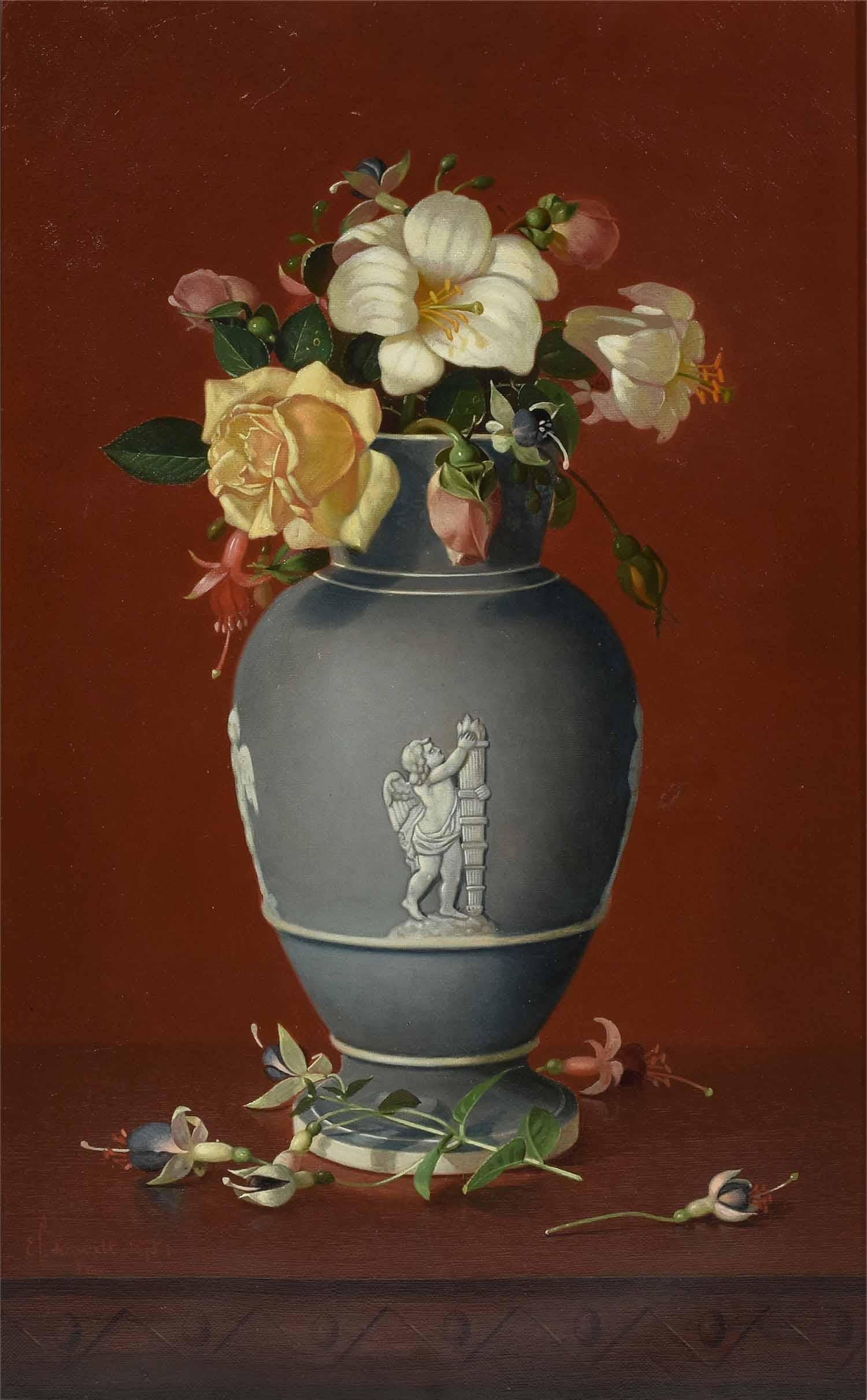 Fleurs dans une urne classique - Painting de Edward Chalmers Leavitt