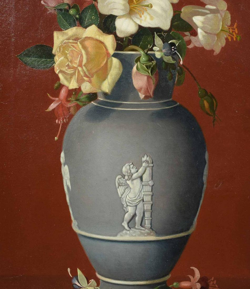 Fleurs dans une urne classique - Académique Painting par Edward Chalmers Leavitt