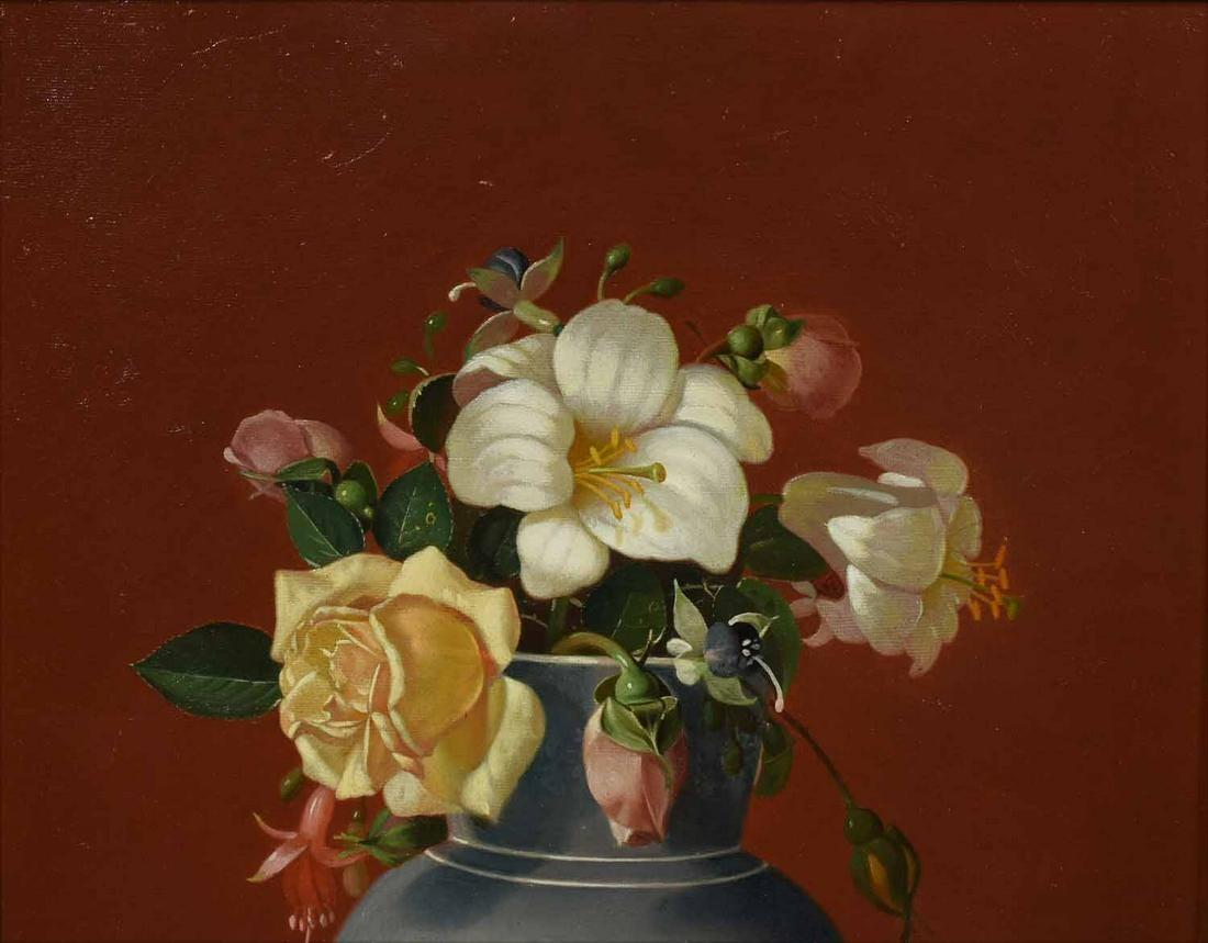 Fleurs dans une urne classique - Marron Still-Life Painting par Edward Chalmers Leavitt
