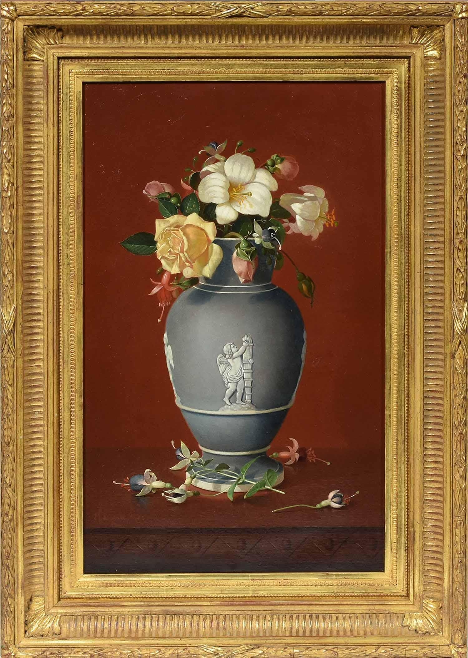 Still-Life Painting Edward Chalmers Leavitt - Fleurs dans une urne classique