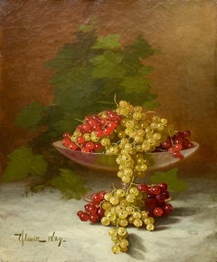 Fruit and Floral Still Life with Currants, Providence, Rhode Island artist, 1889
