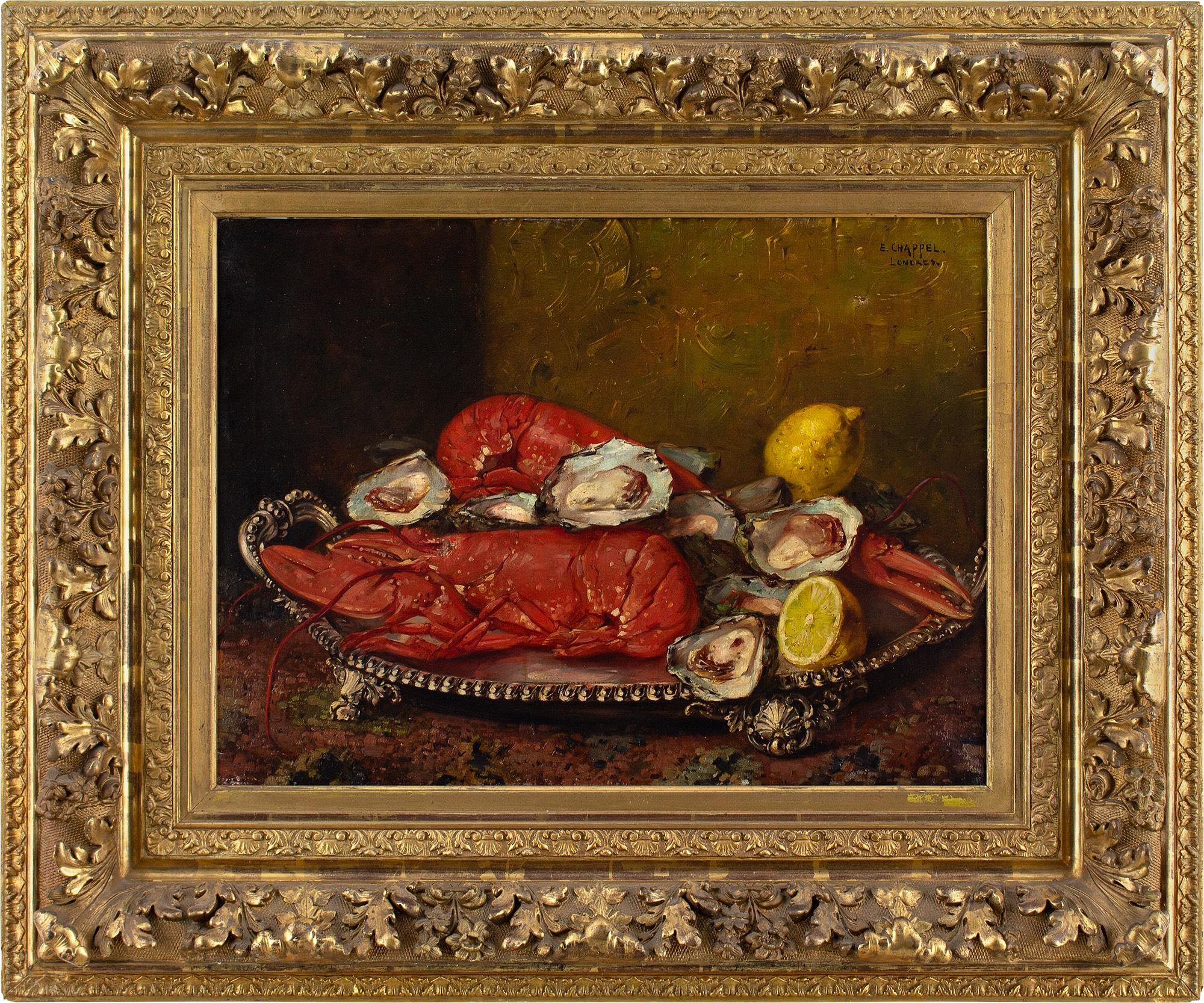 Edward Chappel - Edward Chappel Still Life With Lobsters and Oysters, Oil  Painting For Sale at 1stDibs